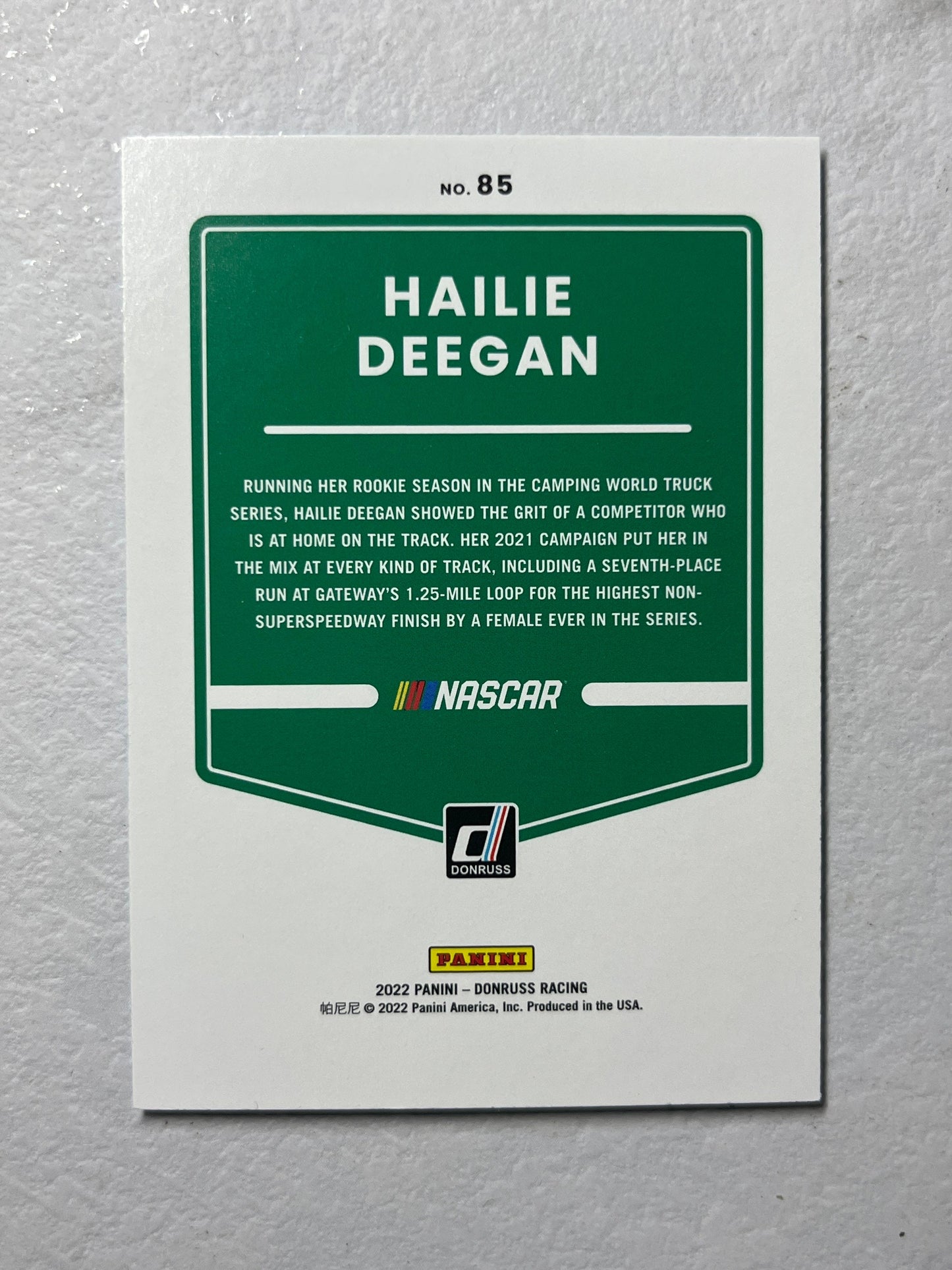 Hailie Deegan - 2022 Donruss Racing NASCAR Carolina Blue Parallel #85