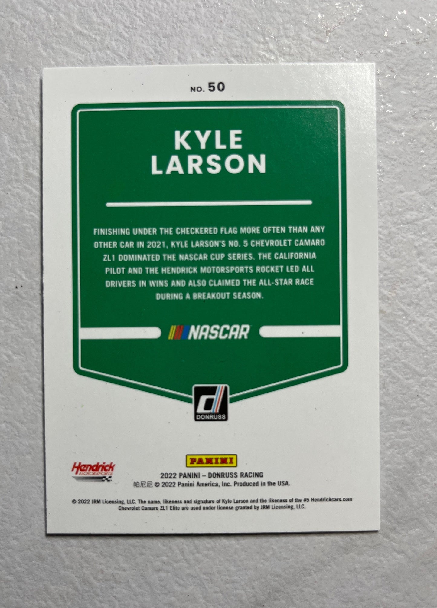 Kyle Larson - 2022 Donruss Racing NASCAR base cars (car card) silver Parallel