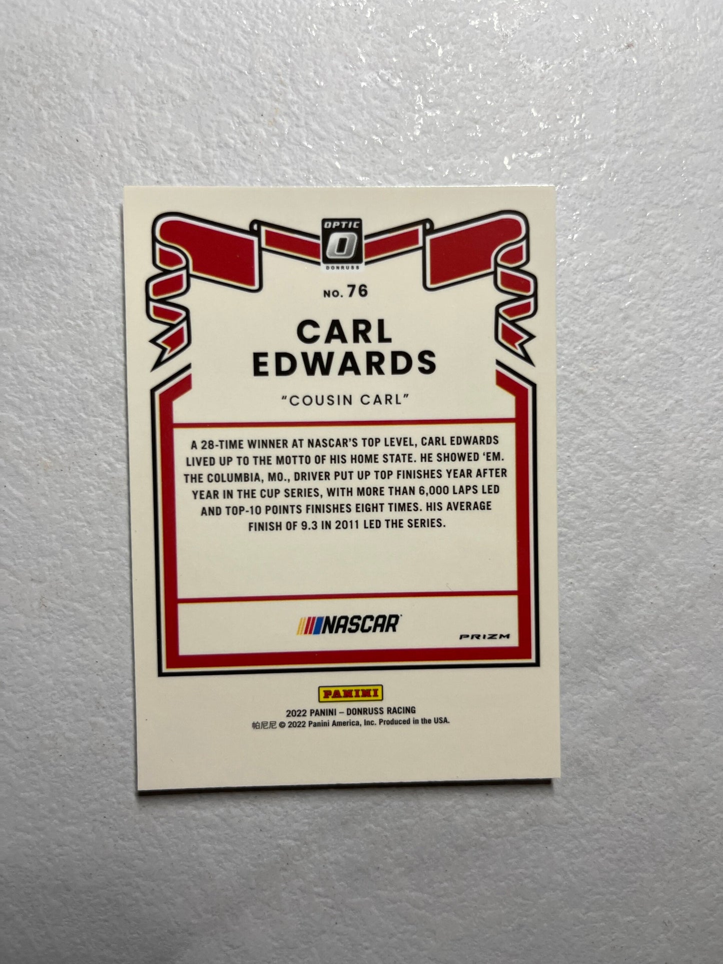 Carl Edwards - 2022 Donruss Racing LIME Green OPTIC Pulsar PRIZM 1981 Retro Variation card - short print