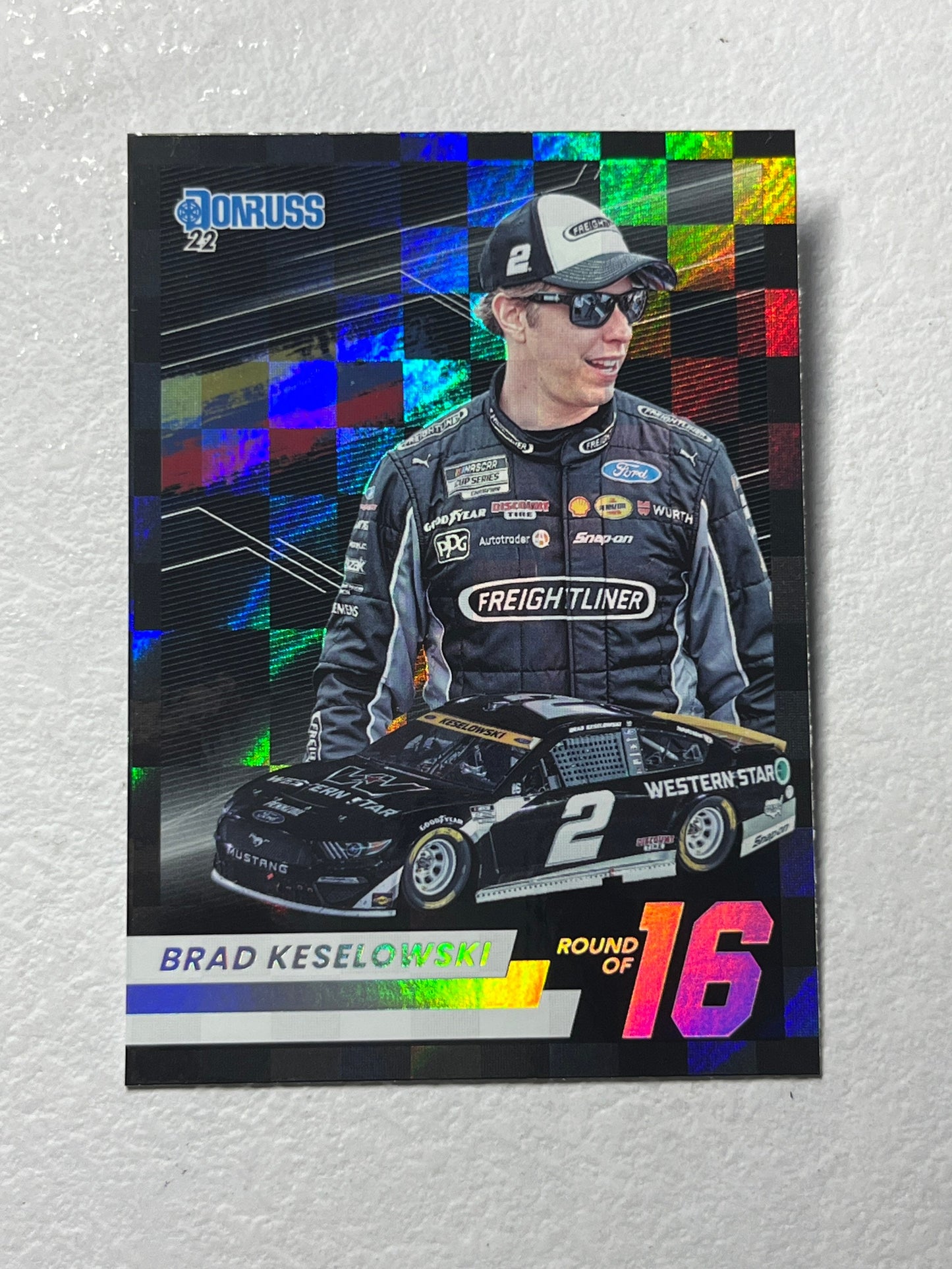 Brad Keselowski - 2022 Donruss Racing Round of 16 insert card NASCAR holo *rare checkers variation*