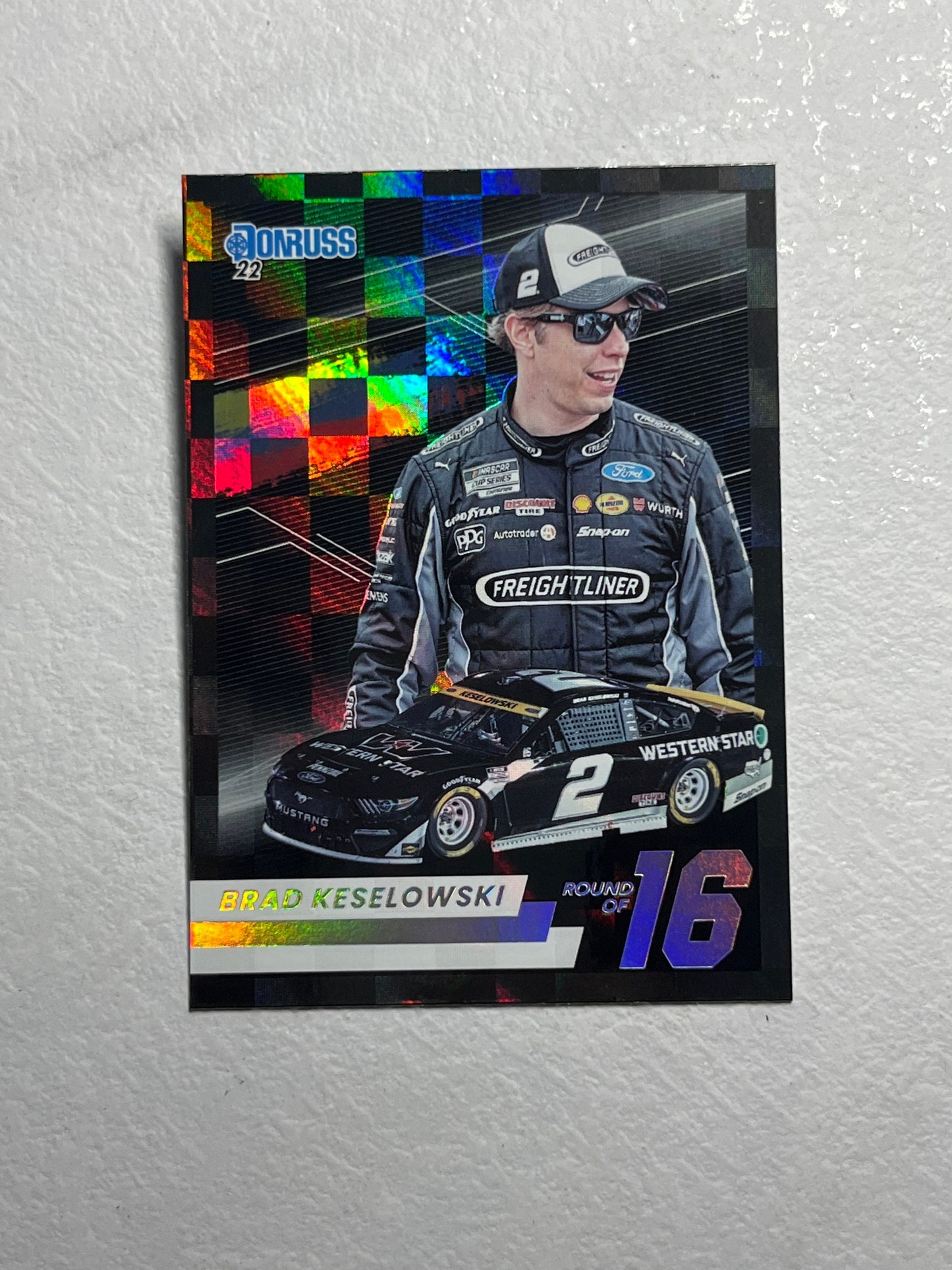 Brad Keselowski - 2022 Donruss Racing Round of 16 insert card NASCAR holo *rare checkers variation*