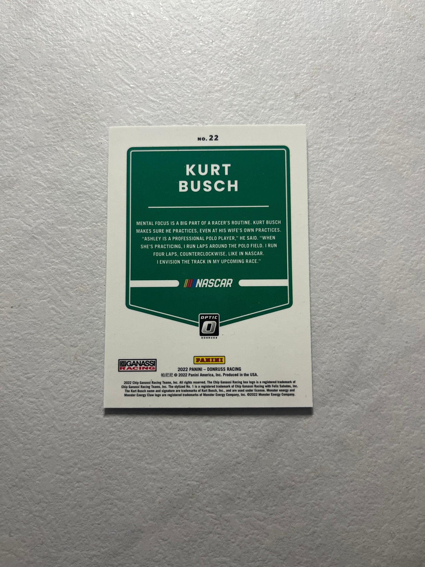 Kurt Busch - 2022 Donruss Racing NASCAR OPTIC card