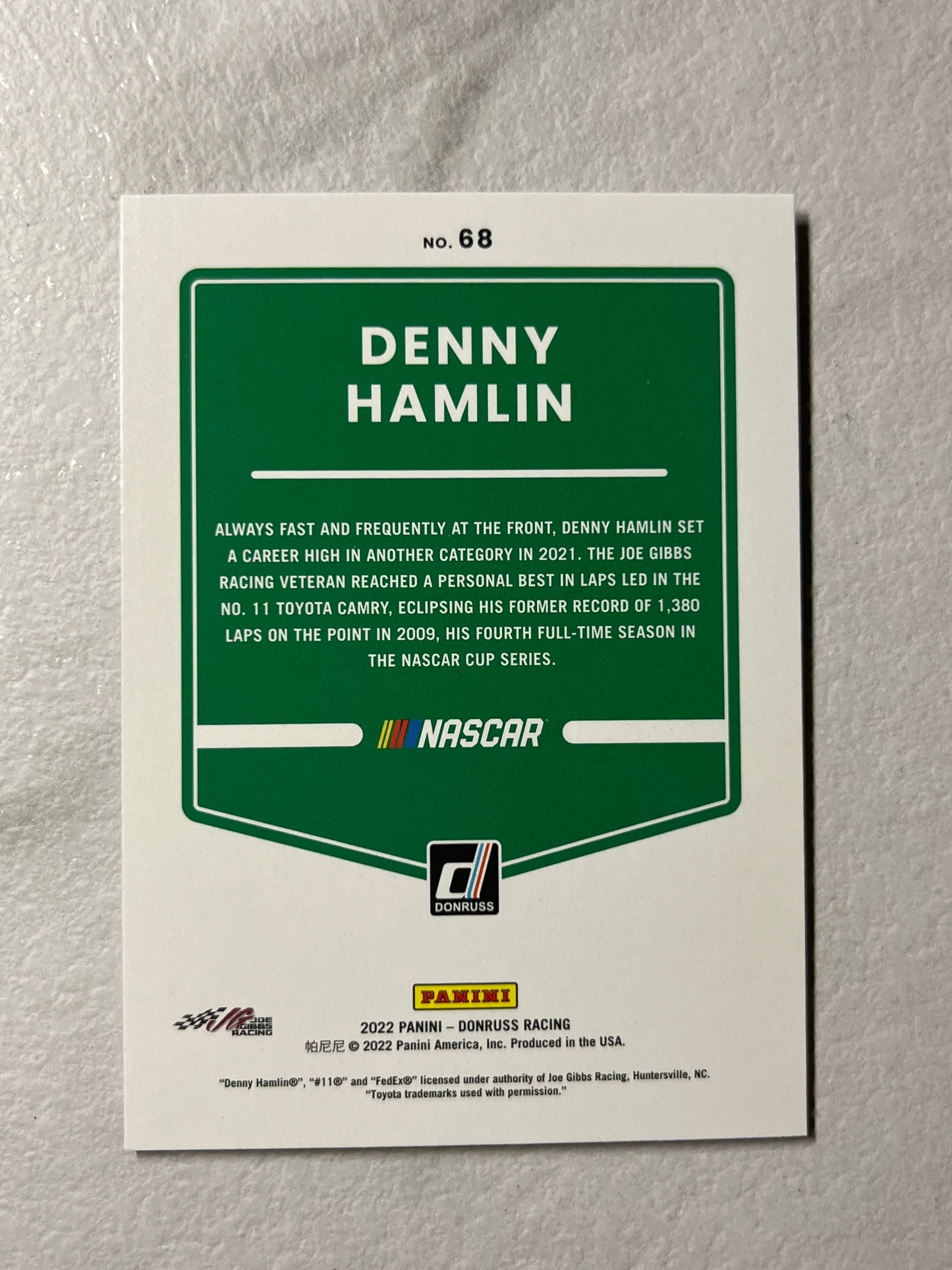 Denny Hamlin - 2022 Donruss NASCAR Racing SILVER PARALLEL card