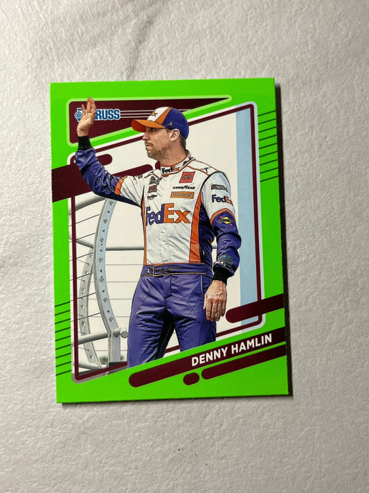 Denny Hamlin - 2022 Donruss NASCAR Racing Lime GREEN PARALLEL card