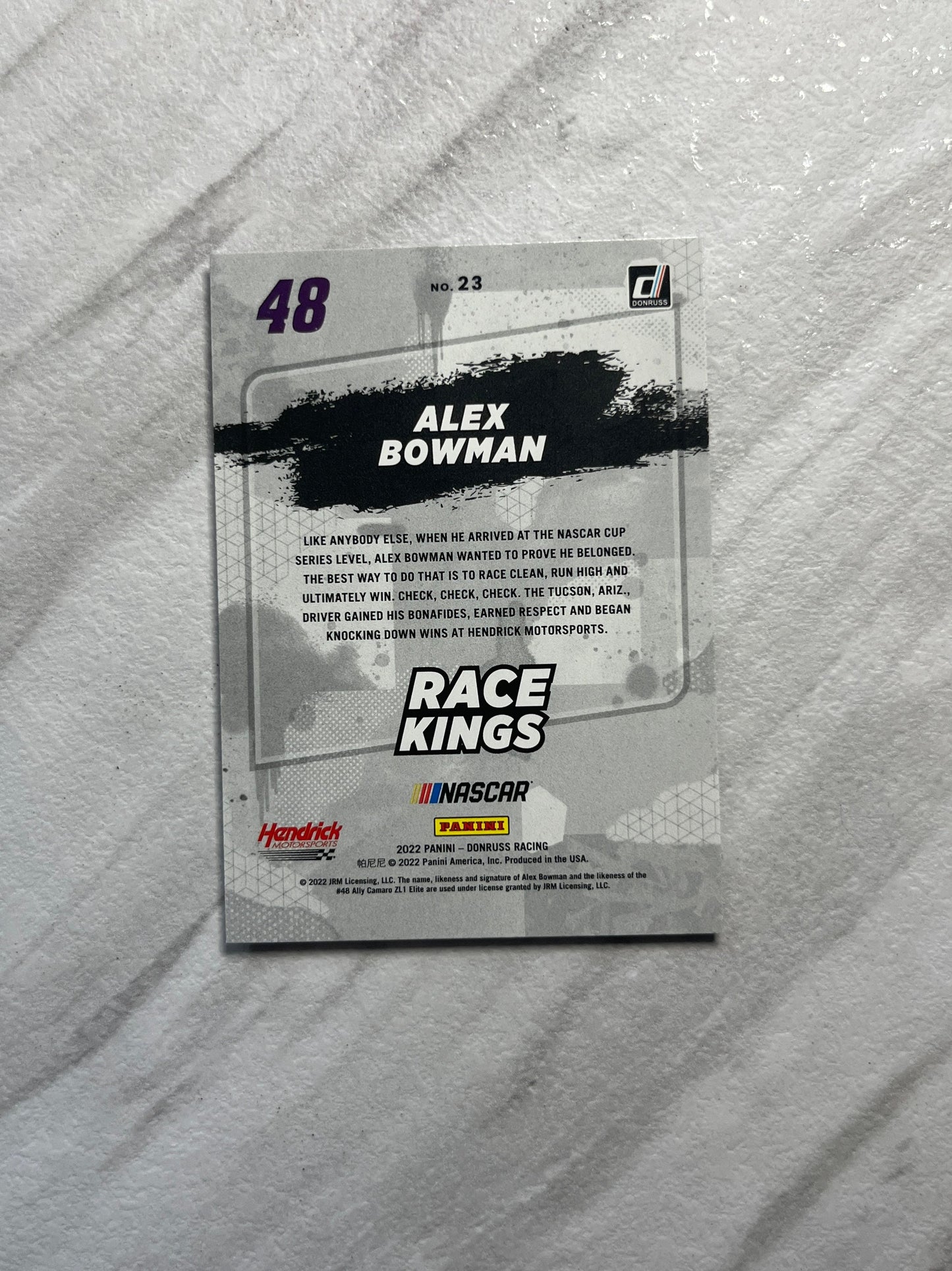 Alex Bowman - 2022 Donruss Racing NASCAR Race Kings insert card