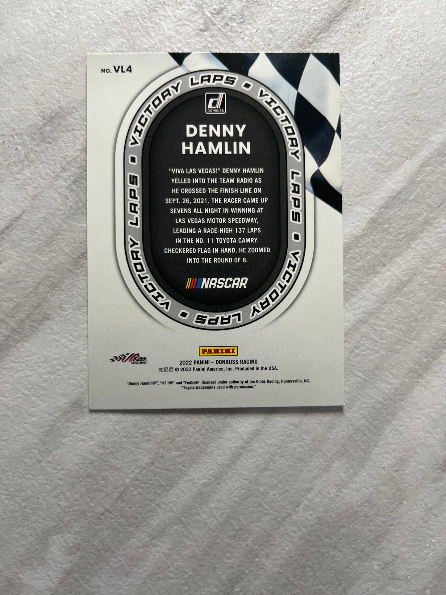 Denny Hamlin - 2022 Donruss Racing - VICTORY LAPS Insert Card