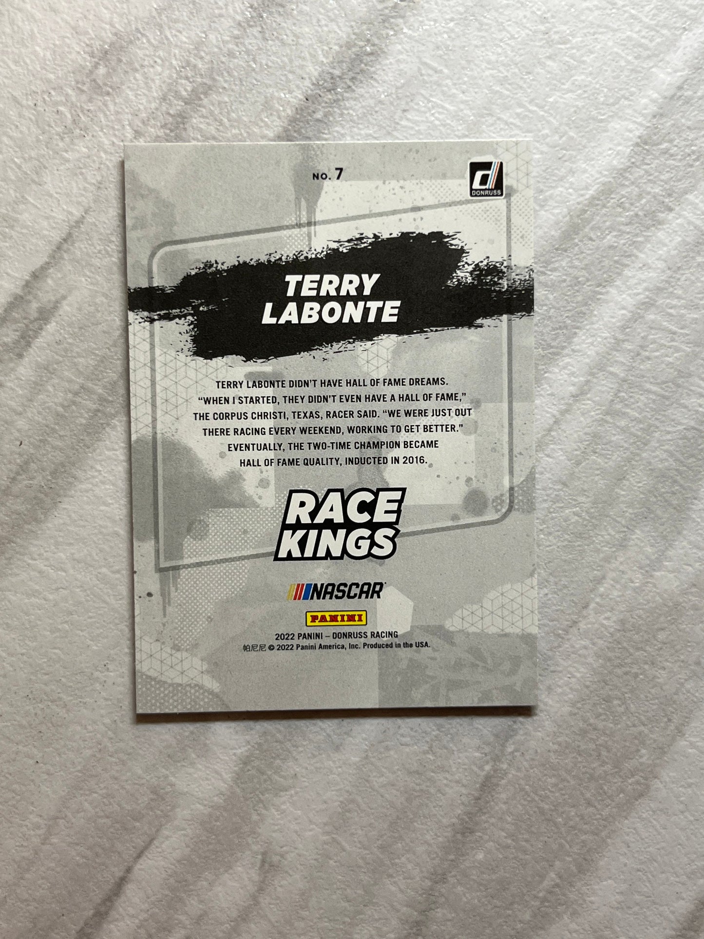 Terry Labonte - 2022 Donruss Racing NASCAR Race Kings insert card