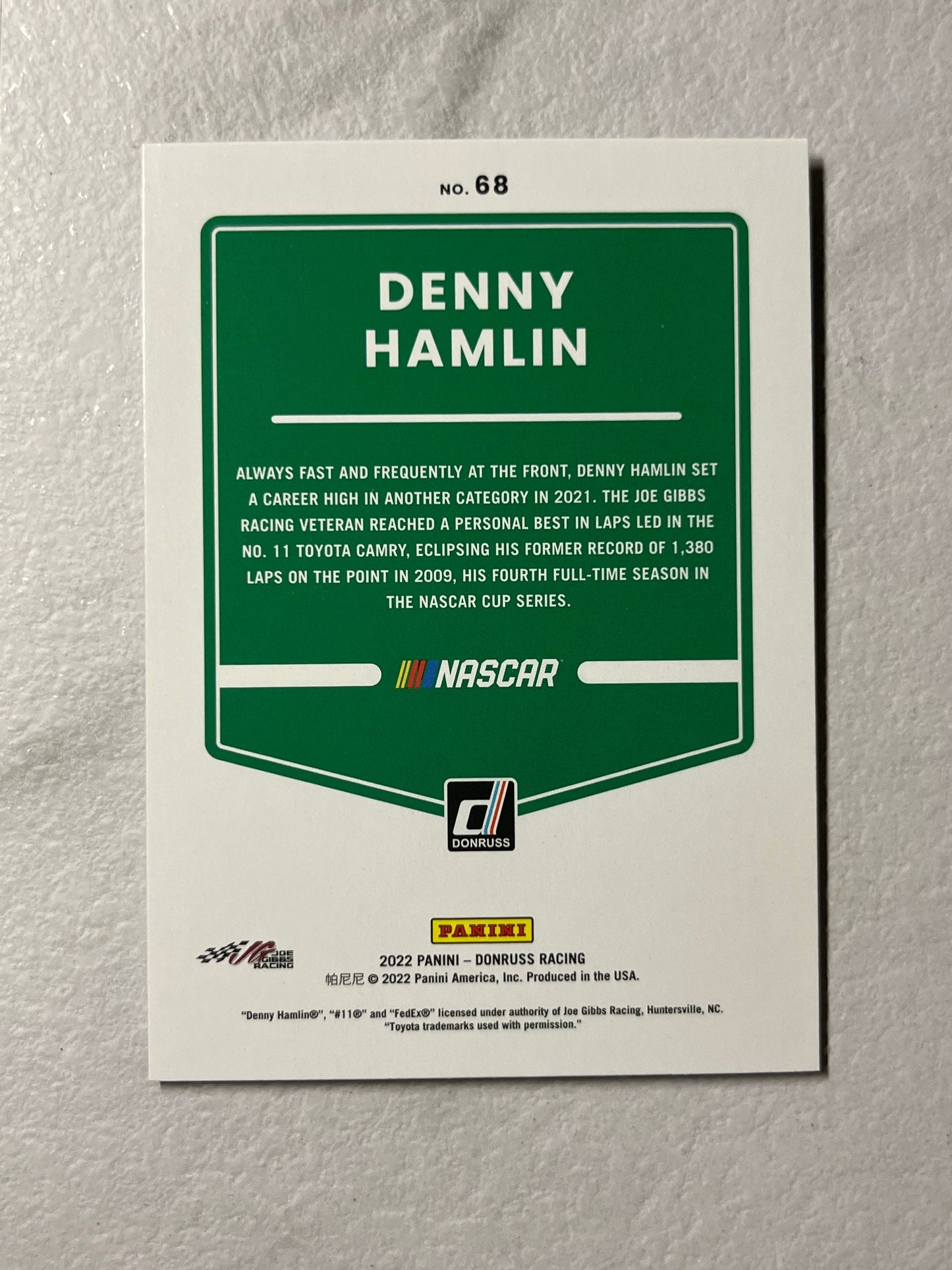 Denny Hamlin - 2022 Donruss NASCAR Racing SILVER PARALLEL card