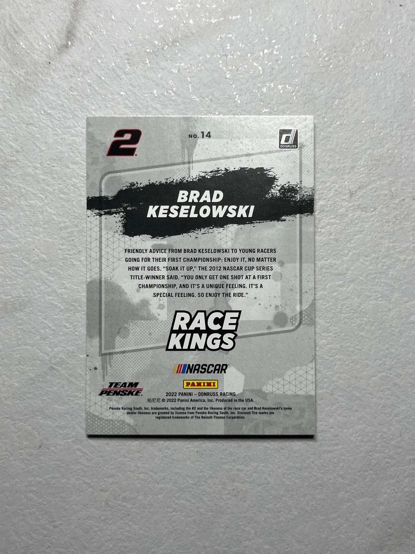 Brad Keselowski - 2022 Donruss Racing Race Kings Lime GREEN PARALLEL NASCAR