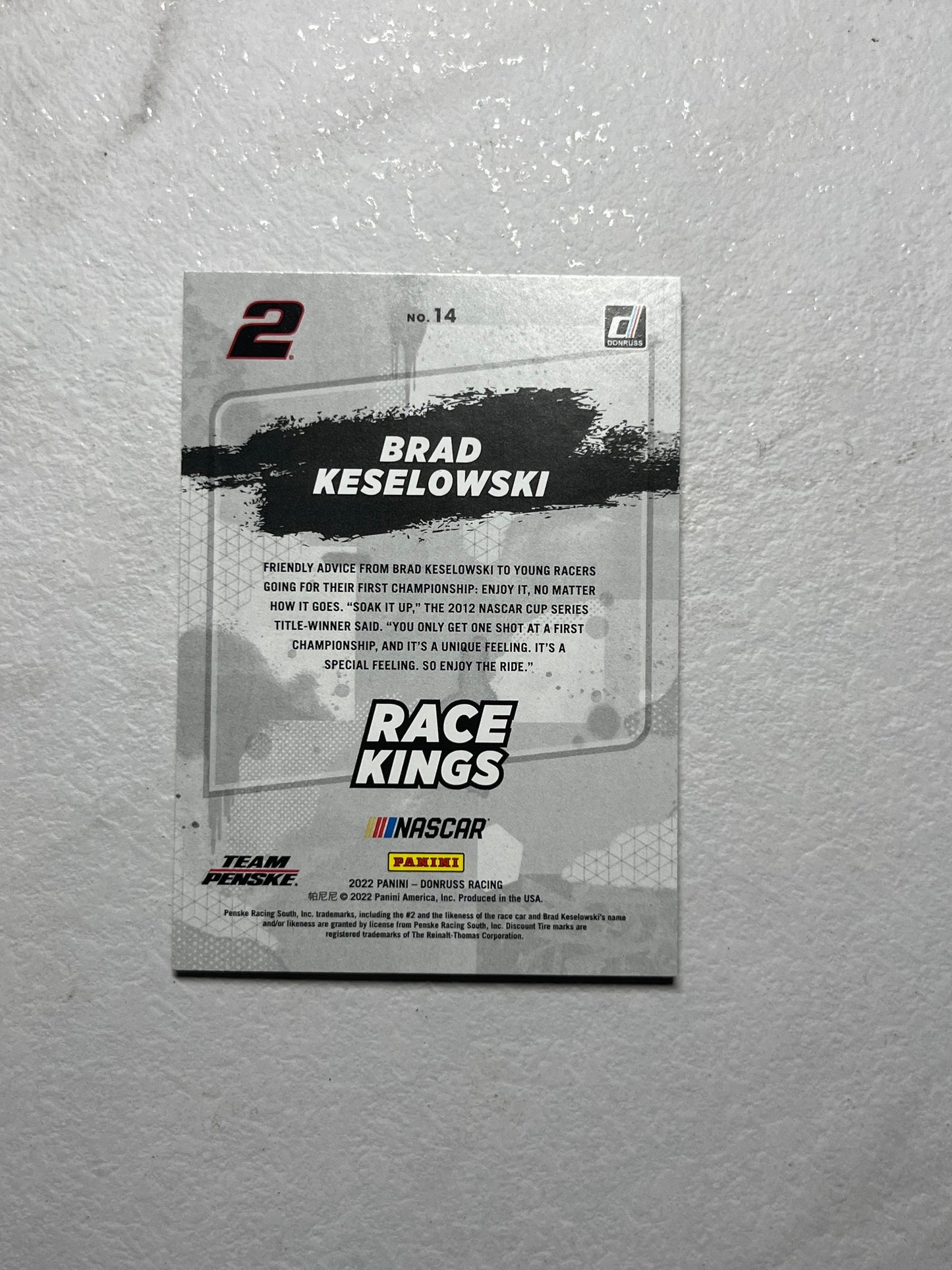 Brad Keselowski - 2022 Donruss Racing Race Kings Lime GREEN PARALLEL NASCAR