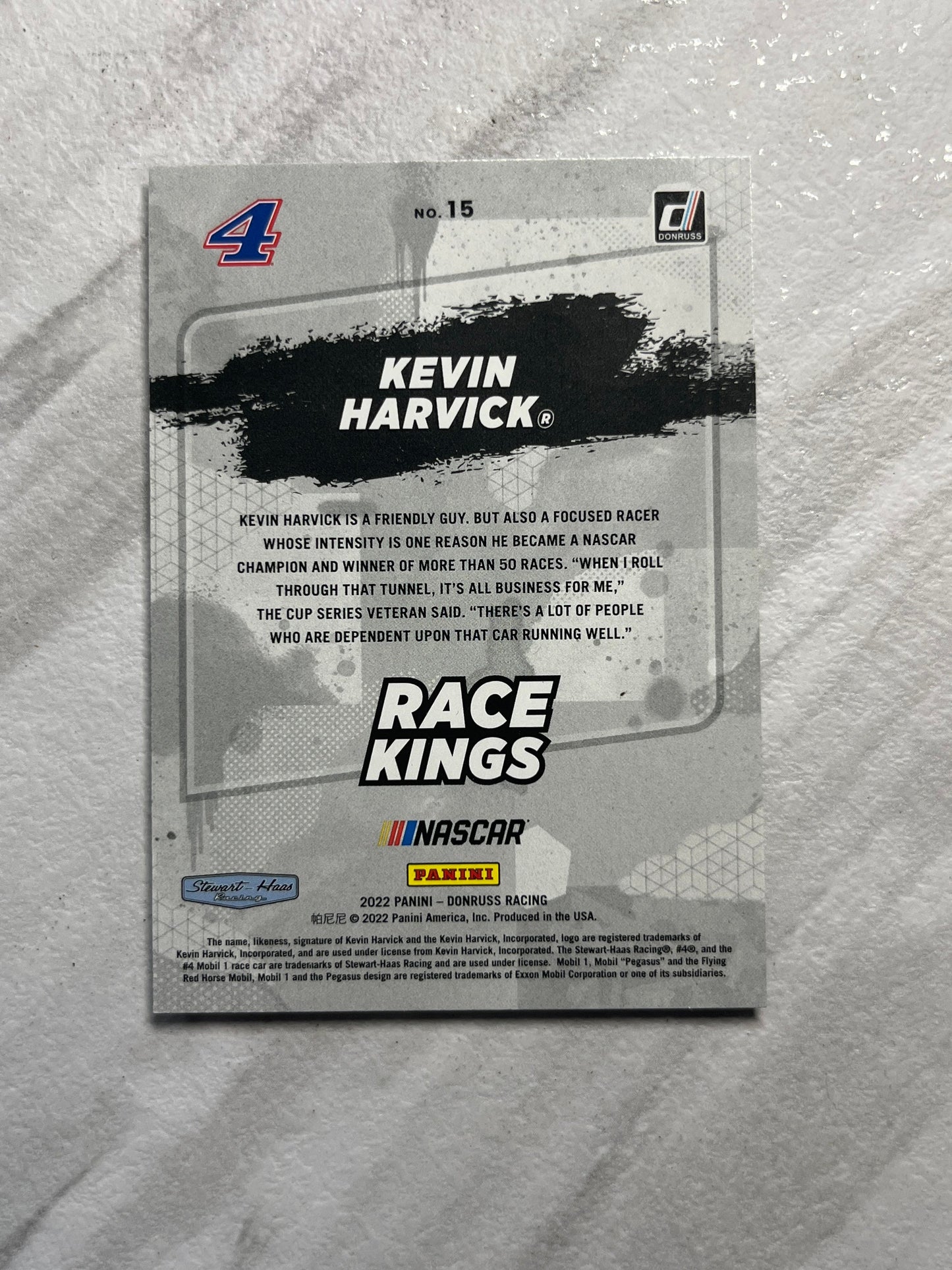 Kevin Harvick - 2022 Donruss Racing NASCAR Race Kings insert card