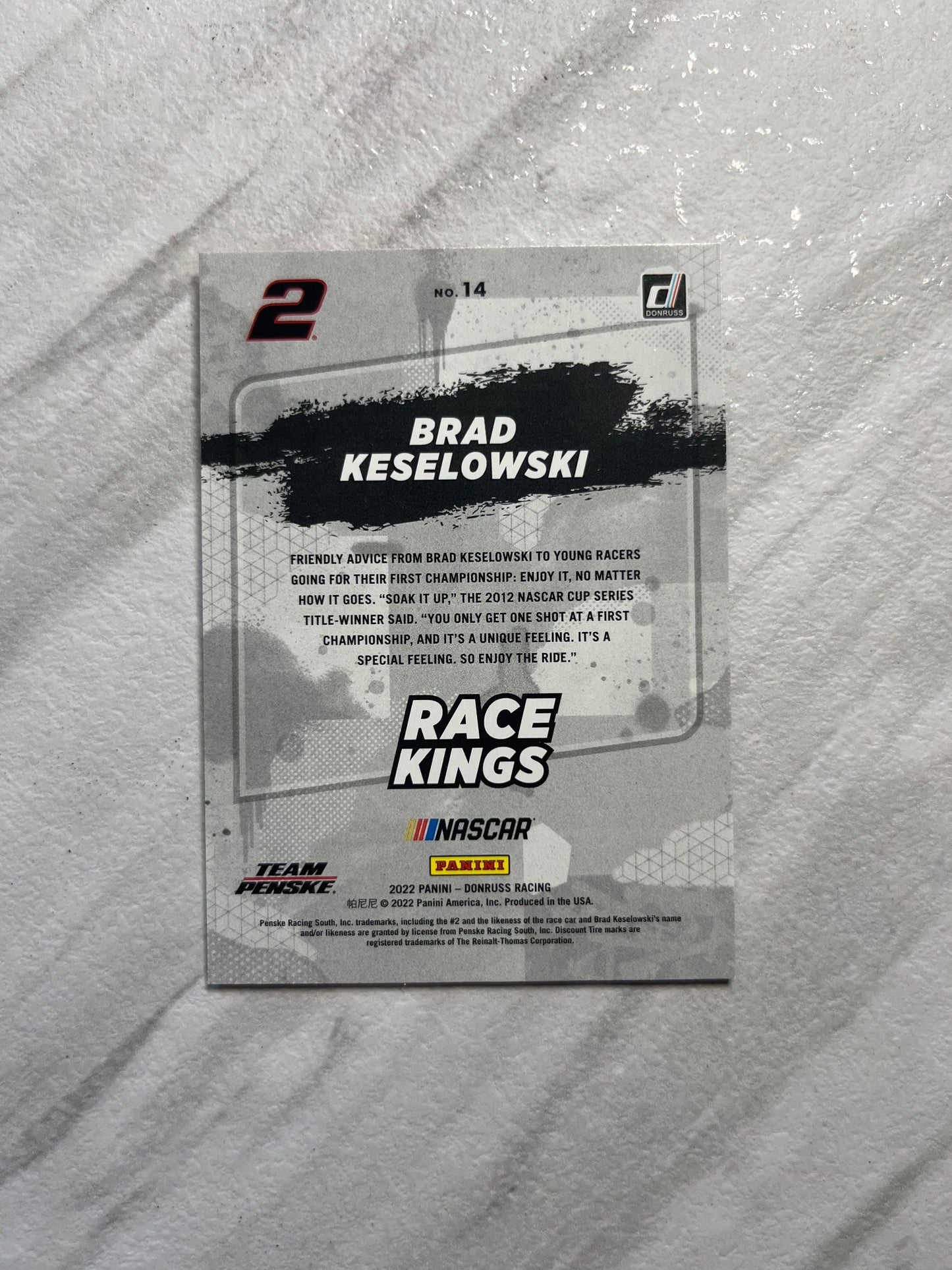 Brad Keselowski - 2022 Donruss Racing NASCAR Race Kings insert card