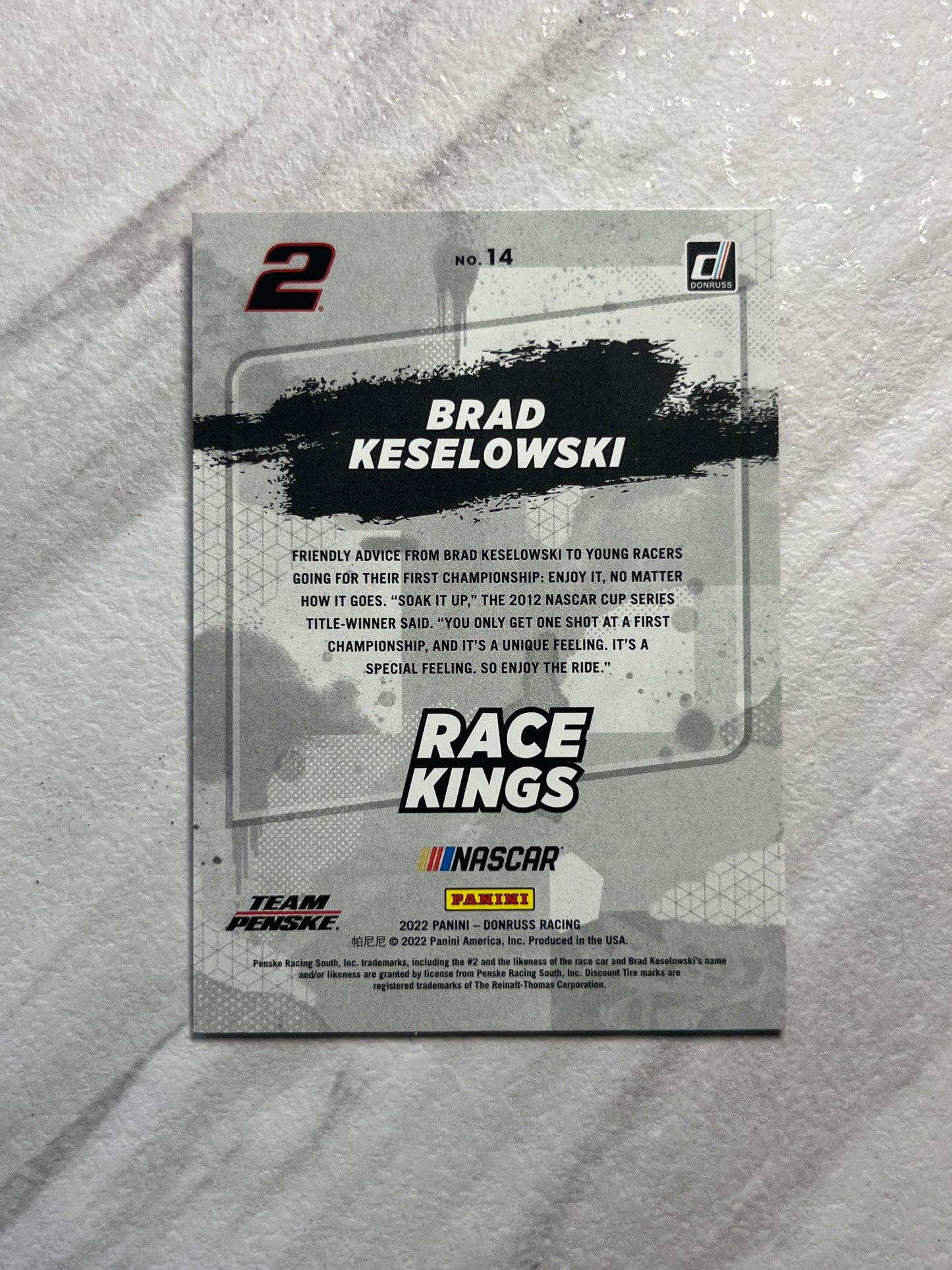 Brad Keselowski - 2022 Donruss Racing NASCAR Race Kings insert card