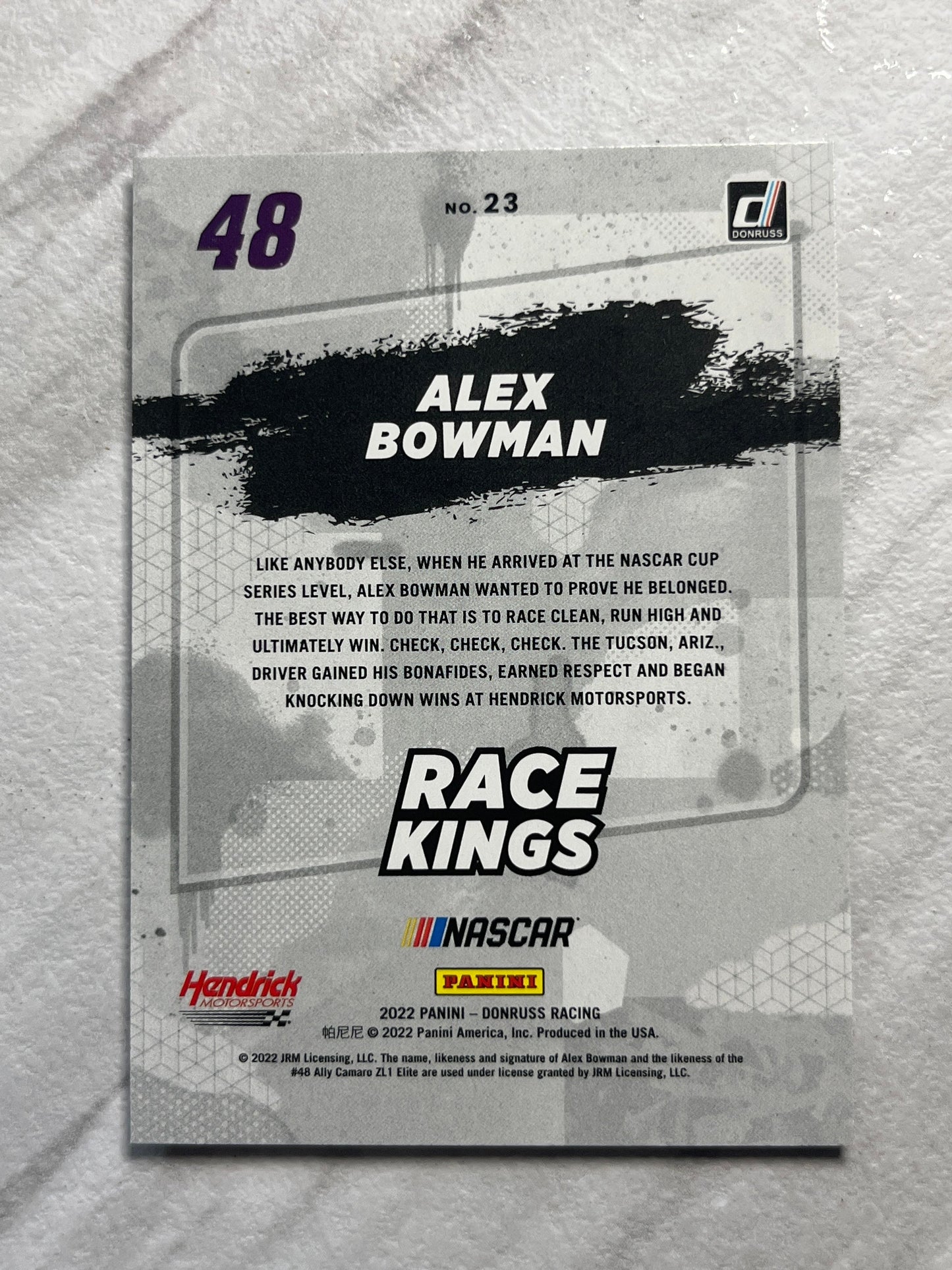 Alex Bowman - 2022 Donruss Racing NASCAR Race Kings insert card