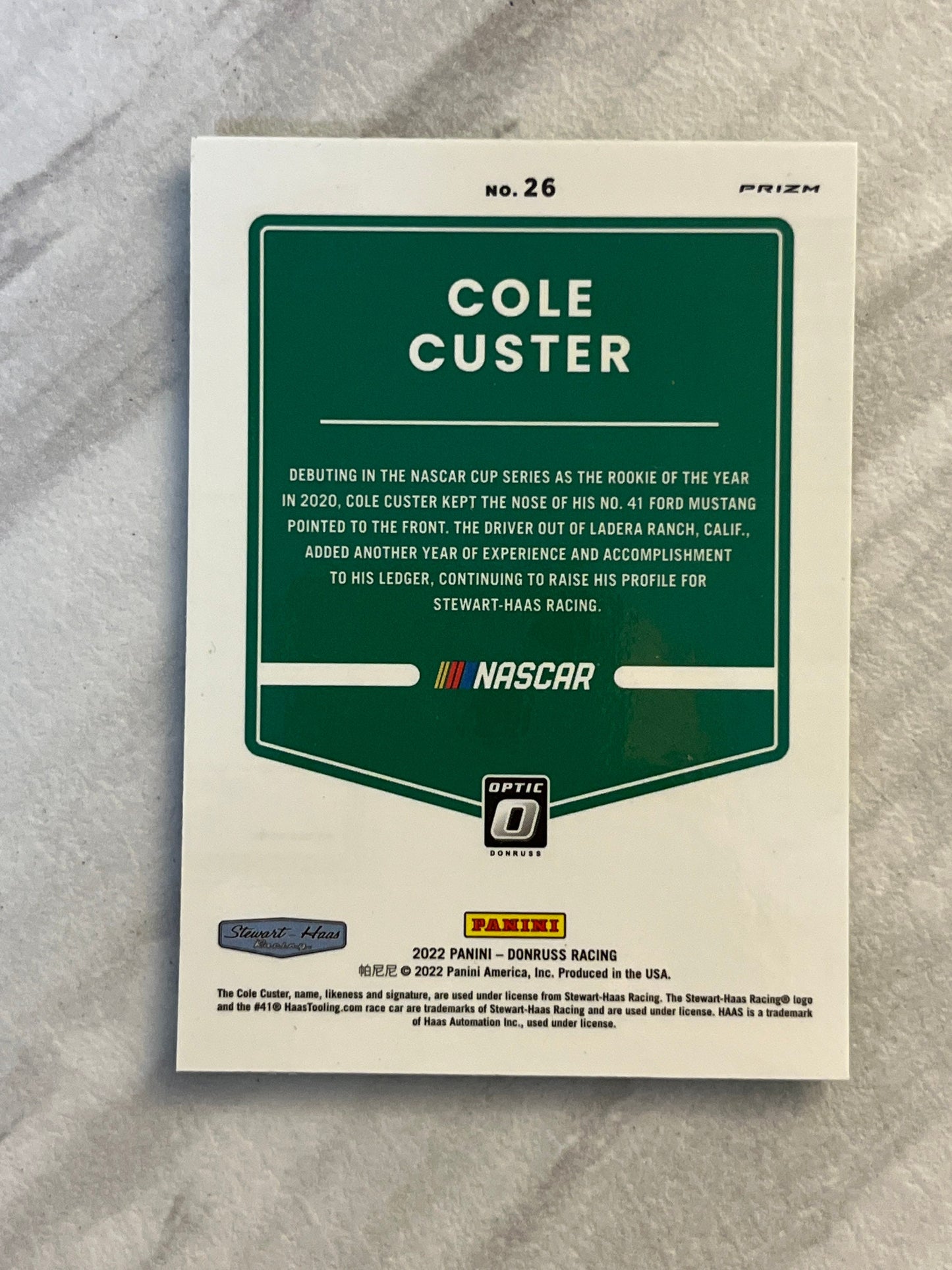 Cole Custer - 2022 Donruss Racing Race Kings NASCAR Lime Green Pulsar OPTIC PRIZM #26