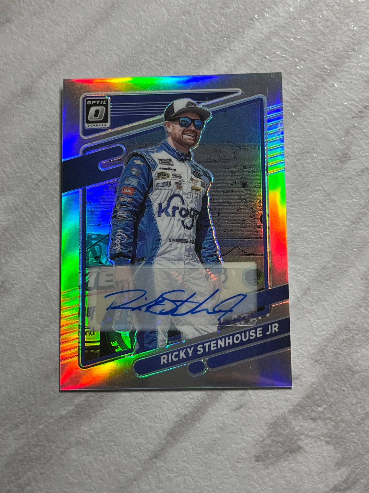 Ricky Stenhouse Jr LIMITED #95 of 99 - 2022 Donruss Racing Optic Silver Holo PRIZM Auto Autograph