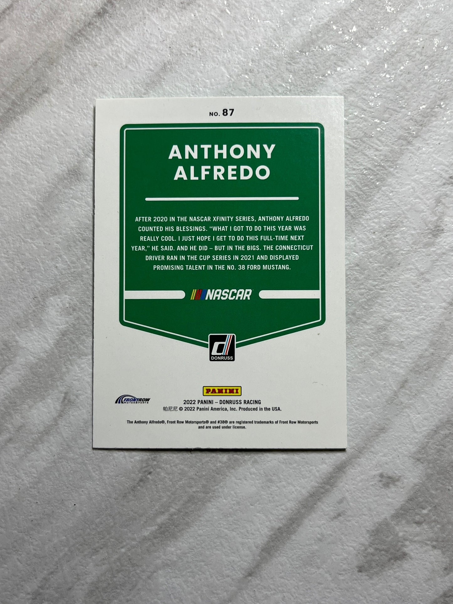 Anthony Alfredo - 2022 Donruss NASCAR Racing LIME GREEN card