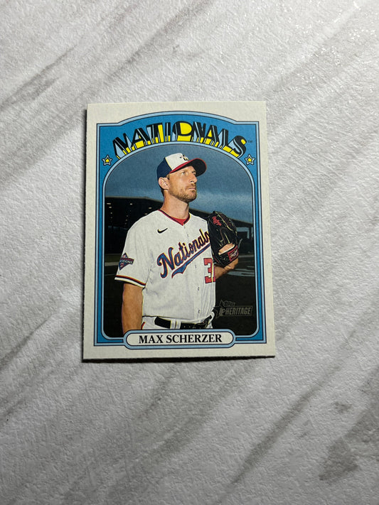 Max Scherzer - 2021 Topps Heritage #181 New York Mets MLB baseball card