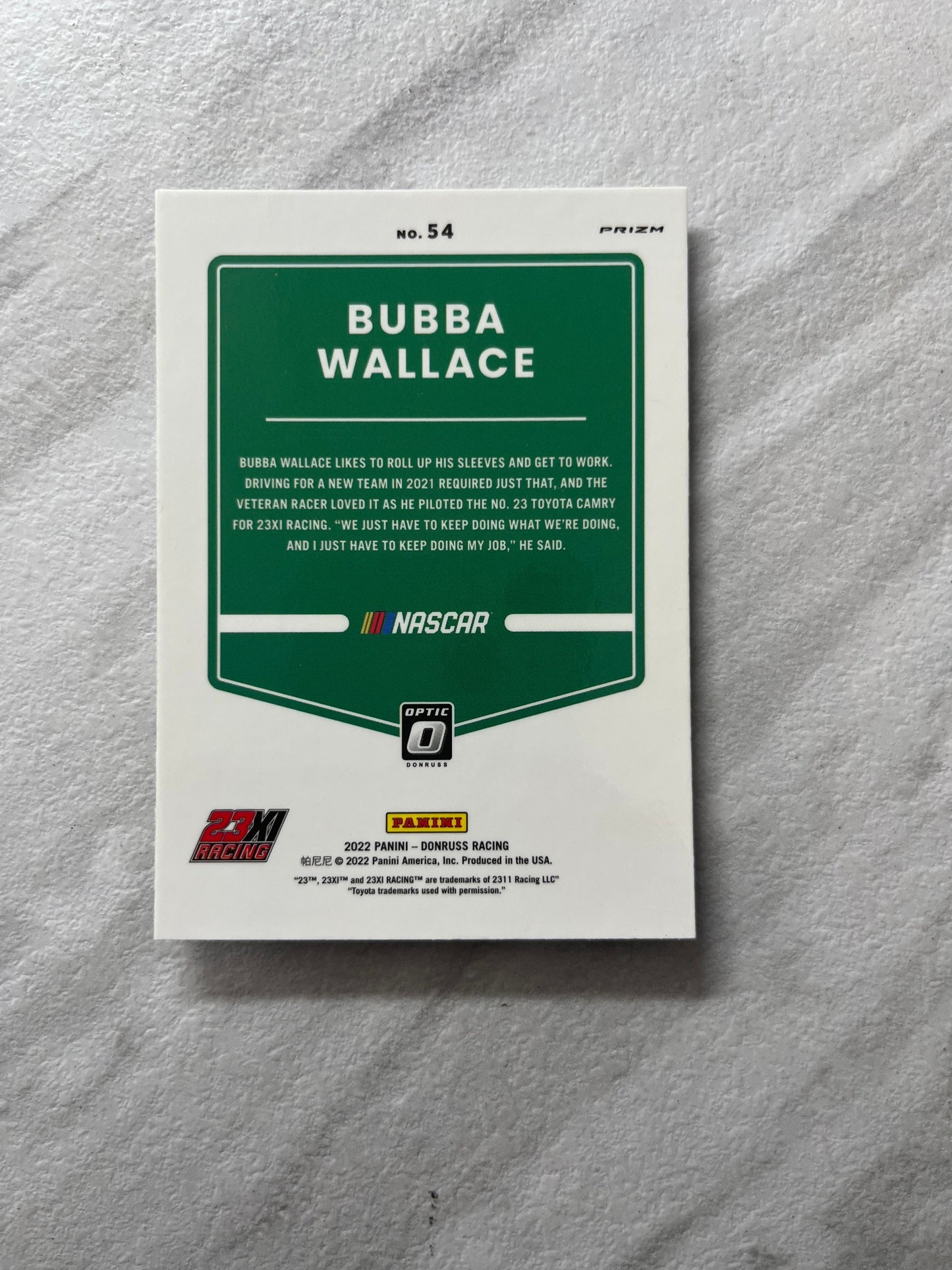 Bubba Wallace - 2022 Donruss Racing NASCAR OPTIC Prizm card Holo