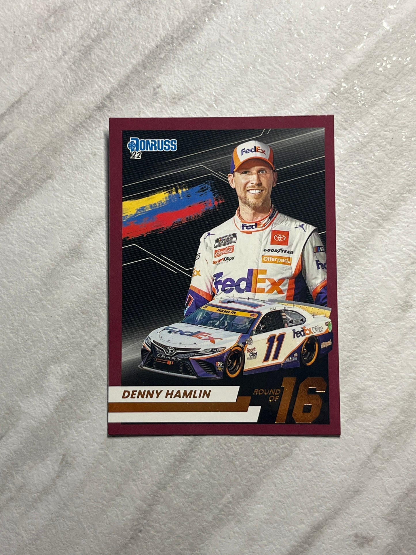 Denny Hamlin - 2022 Donruss Racing ROUND OF 16 NASCAR insert card