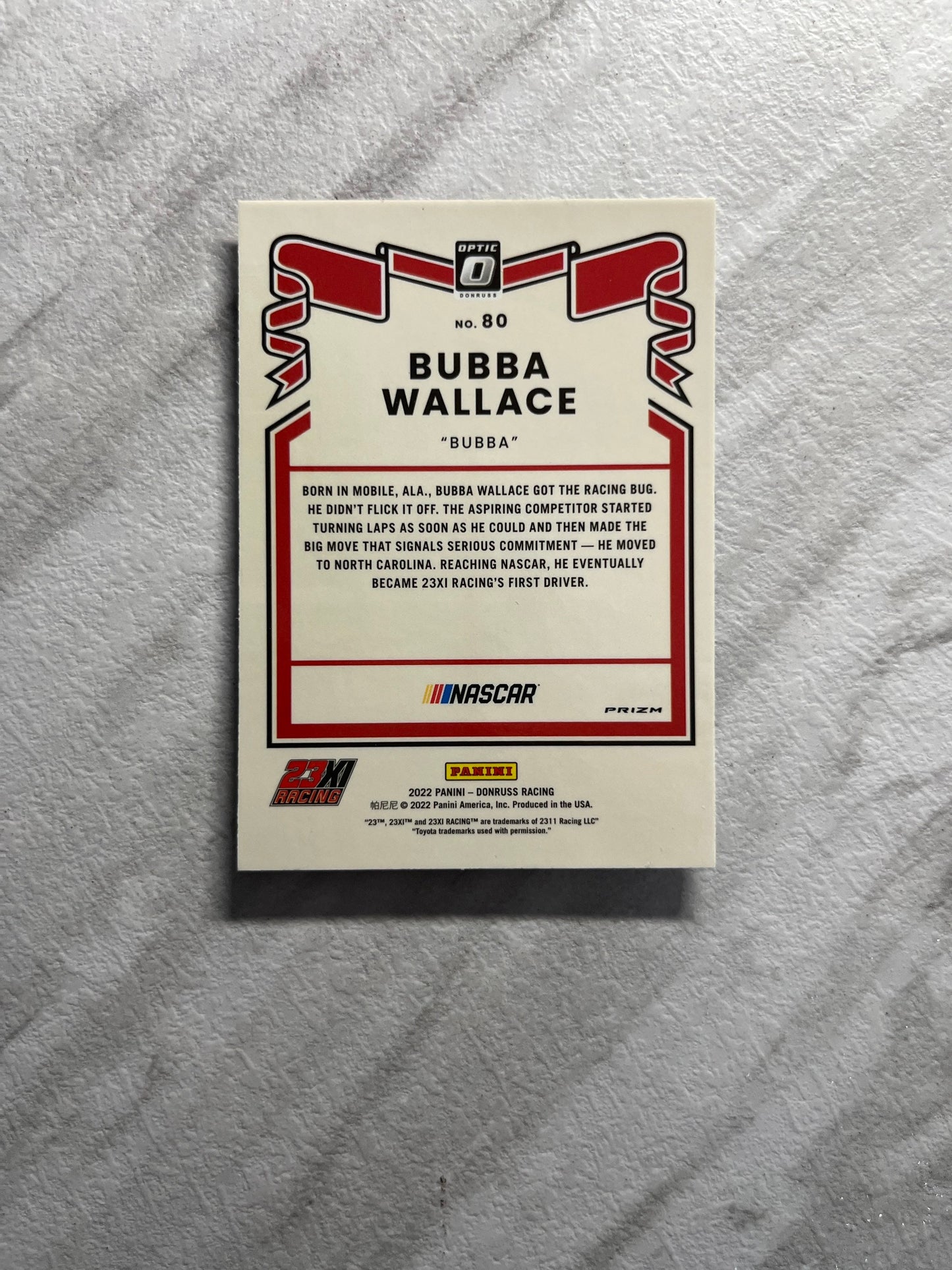 Bubba Wallace - 2022 Donruss Racing CAROLINA BLUE Optic Pulsar PRIZM 1981 Retro Variation card - short print