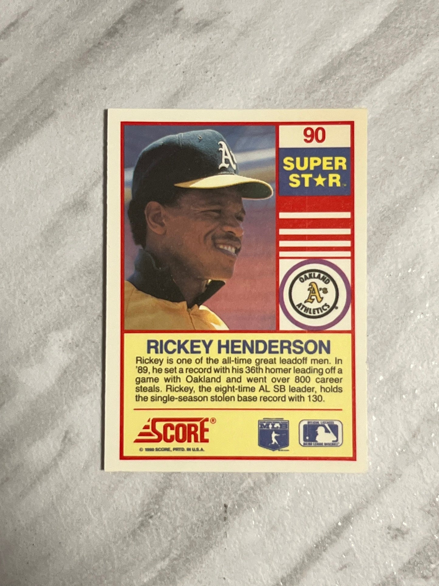 Rickey Henderson - 1990 Score Super Star Set Oakland Athletics #90 HOF