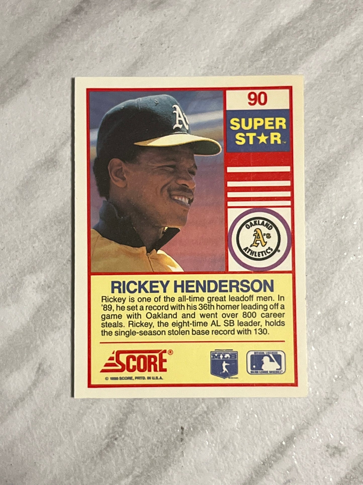 Rickey Henderson - 1990 Score Super Star Set Oakland Athletics #90 HOF