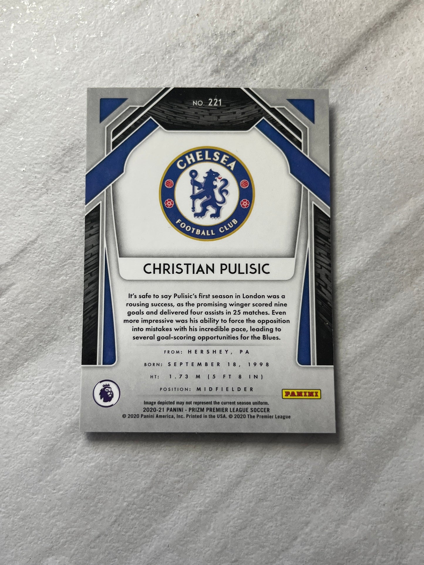 Christian Pulisic 2020 - ‘21 Panini Prizm Premier League Soccer USA EPL MLS card