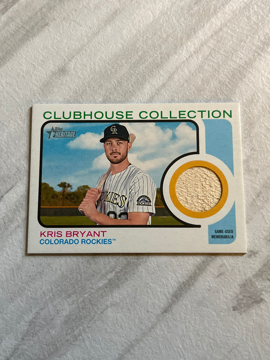 Kris Bryant - 2022 Topps Heritage RELIC Colorado Rockies MLB baseball card game used memorabilia