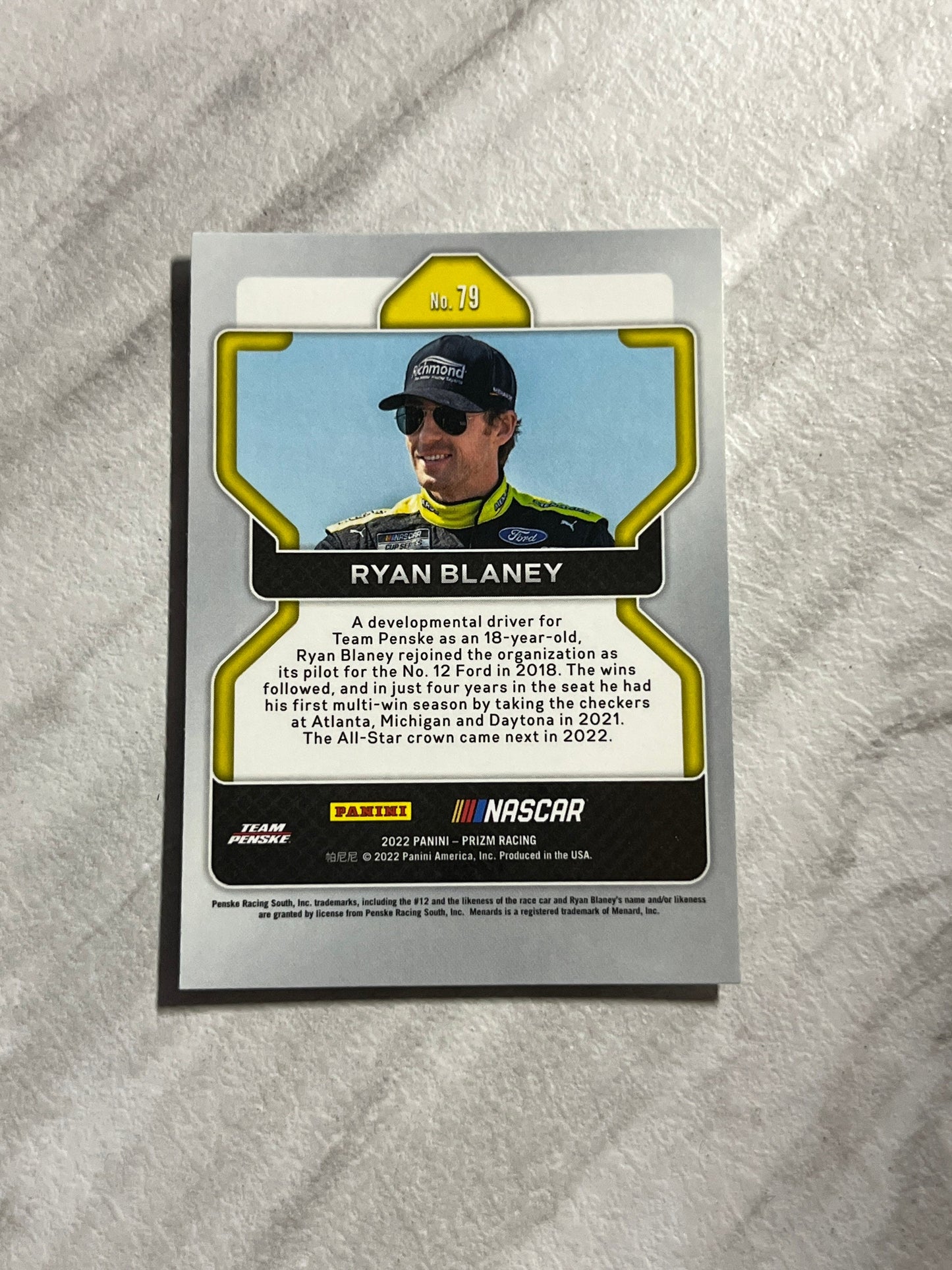 Ryan Blaney - 2022 Panini Prizm NASCAR Racing base card