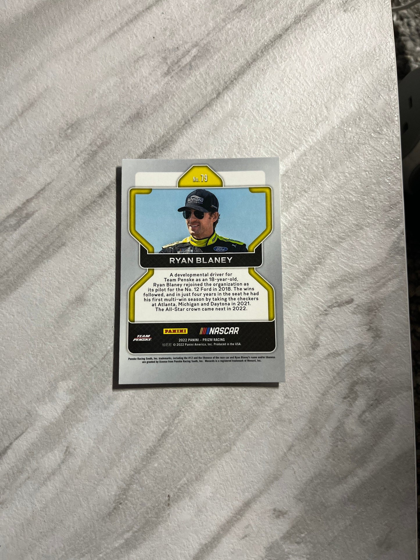 Ryan Blaney - 2022 Panini Prizm NASCAR Racing base card