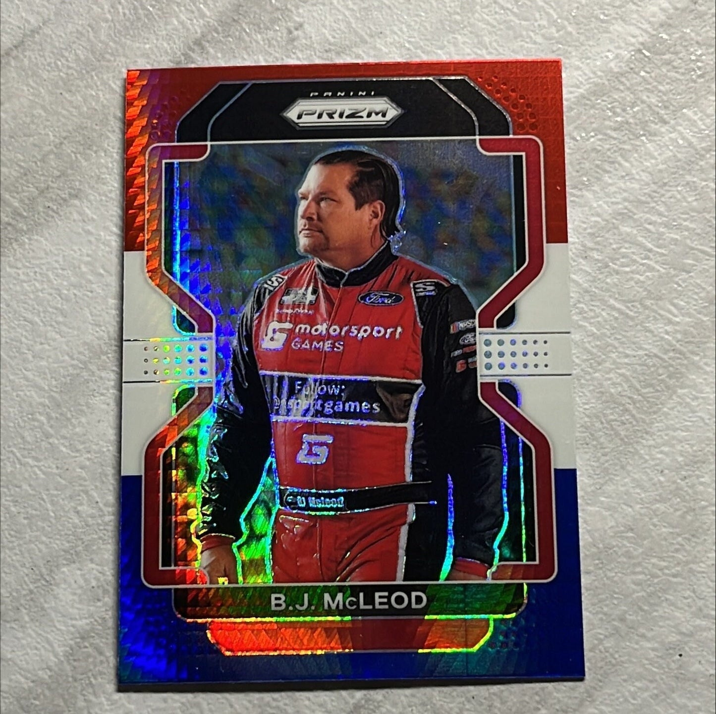 BJ McLeod - 2022 Panini Prizm NASCAR Racing Red White Blue Prizm Short Print - Exclusive!