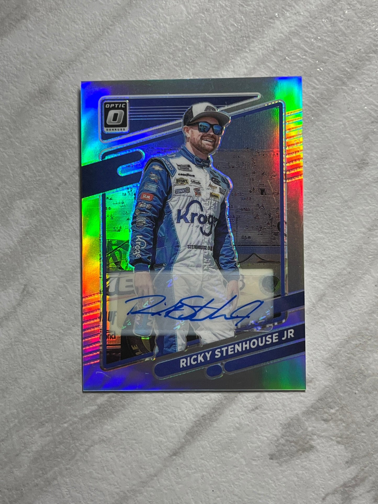 Ricky Stenhouse Jr LIMITED #95 of 99 - 2022 Donruss Racing Optic Silver Holo PRIZM Auto Autograph