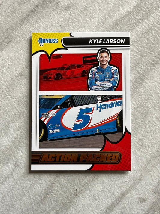 Kyle Larson - 2022 Donruss Racing ACTION PACKED bronze Insert Paper Card NASCAR