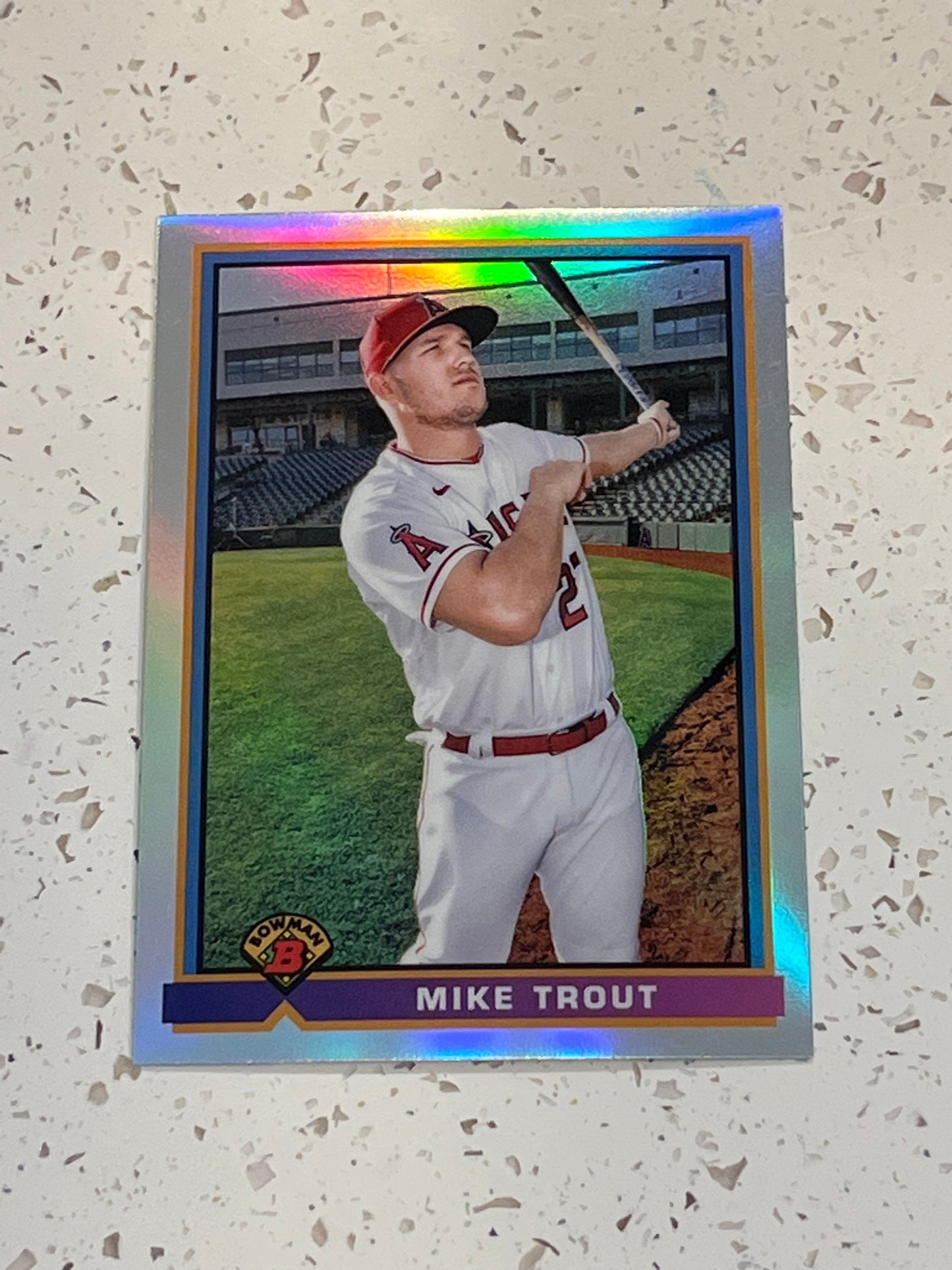 Mike Trout - 2021 Bowman Los Angeles Angels baseball card MVP refractor