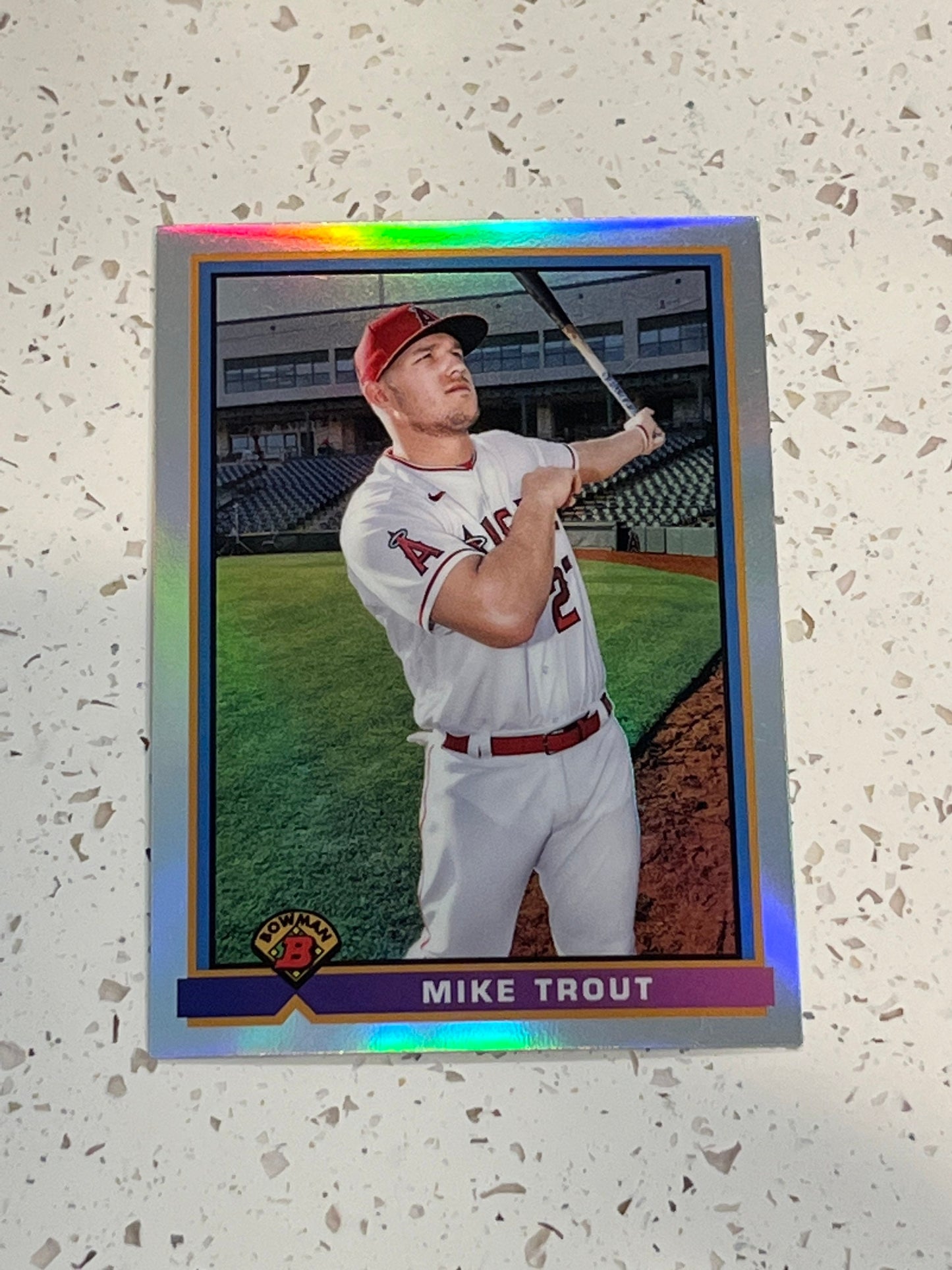 Mike Trout - 2021 Bowman Los Angeles Angels baseball card MVP refractor