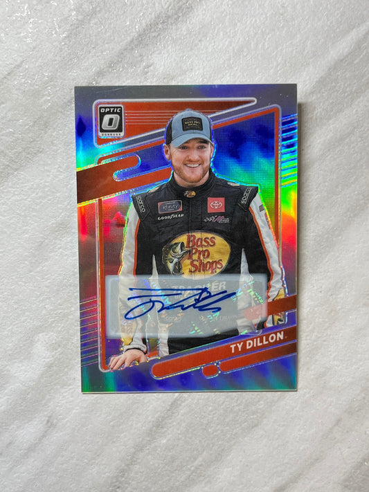 TY Dillon Autograph #59 of /98 - 2022 Donruss Racing Optic Silver Holo Prizm Auto Autograph Limited Edition