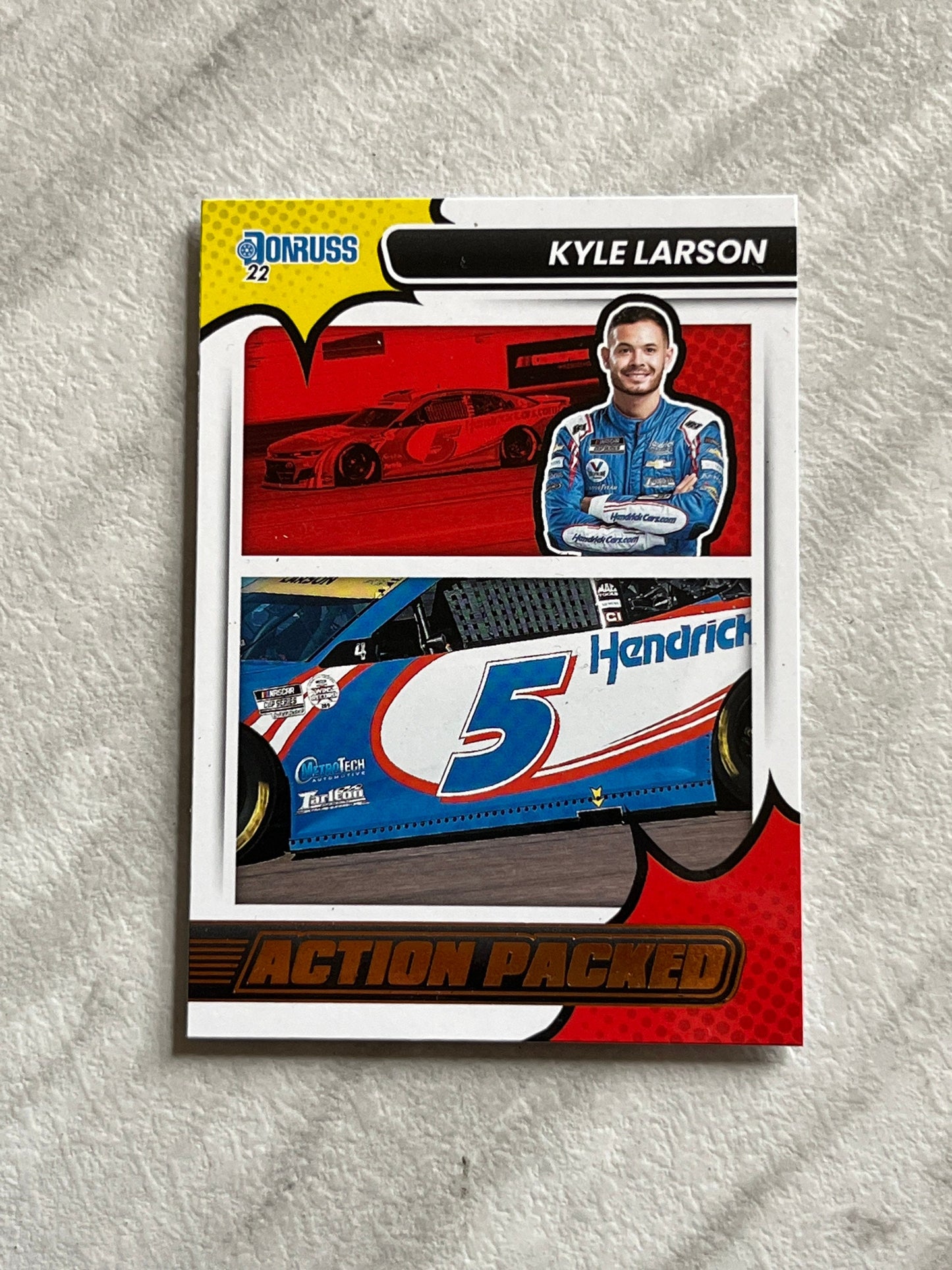 Kyle Larson - 2022 Donruss Racing ACTION PACKED bronze Insert Paper Card NASCAR