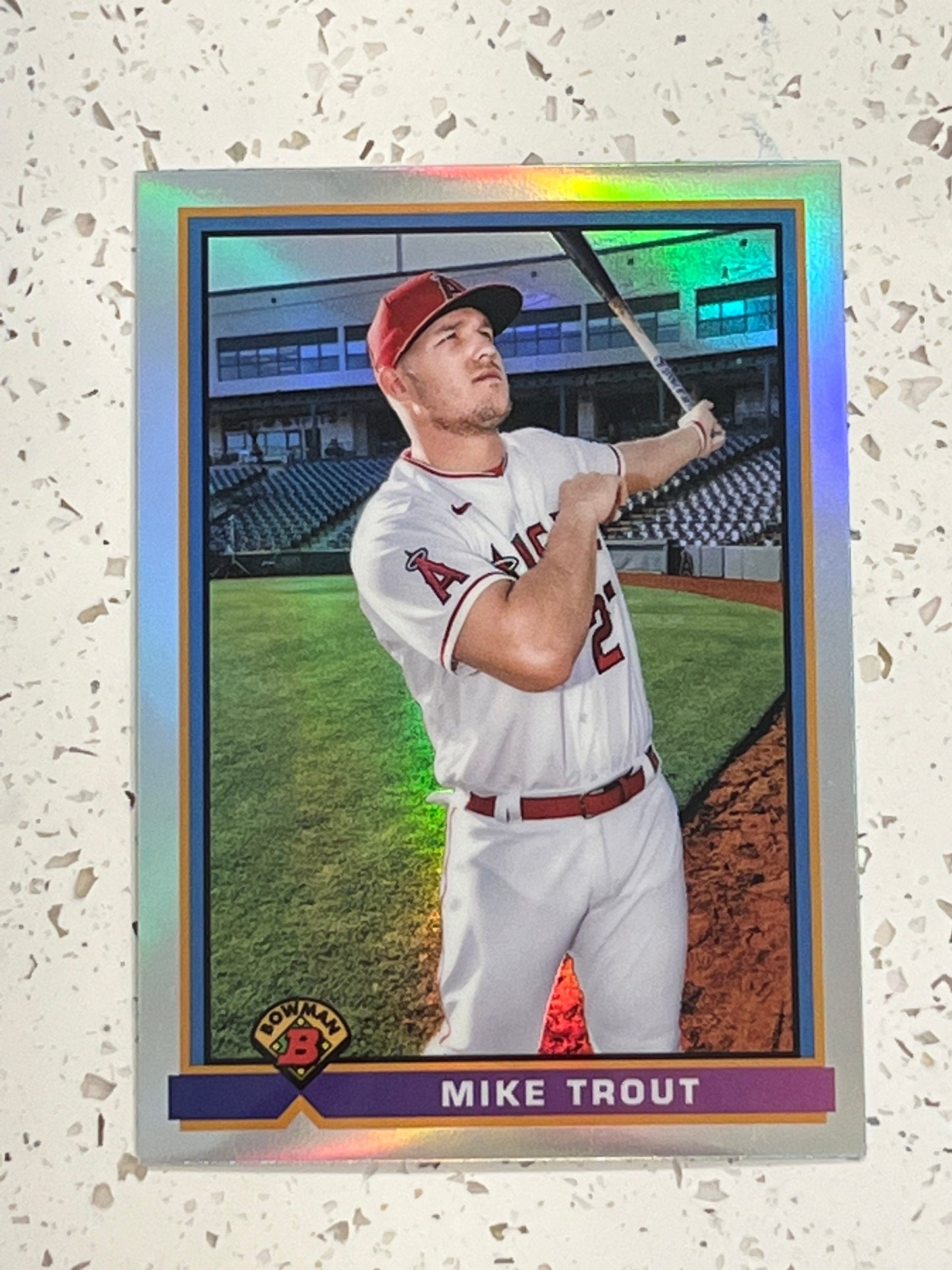 Mike Trout - 2021 Bowman Los Angeles Angels baseball card MVP refractor