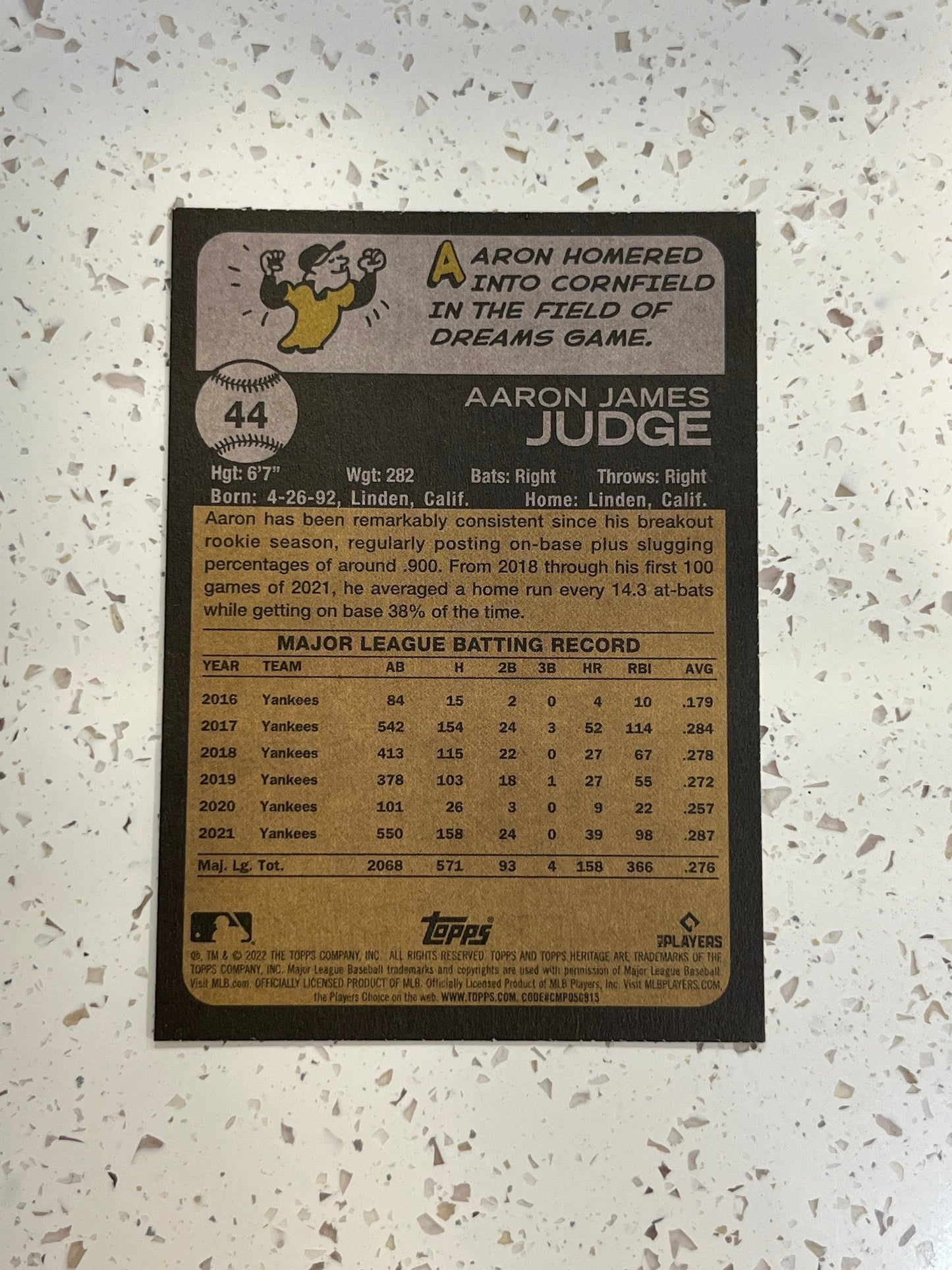 Aaron Judge - 2022 Topps Heritage #44 New York Yankees MLB baseball card