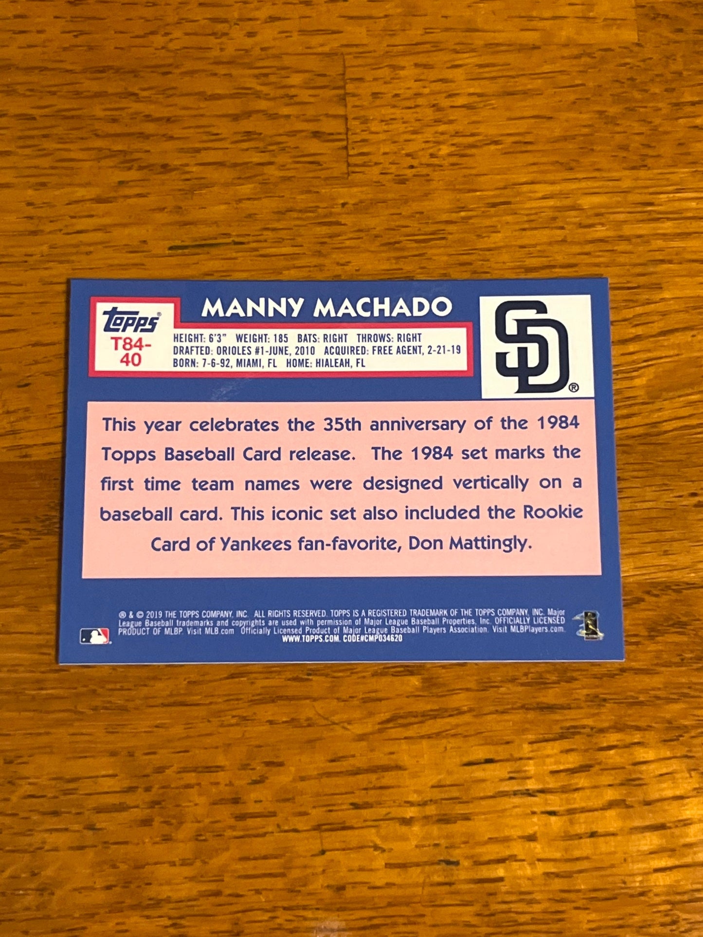 Manny Machado - 2019 Topps Chrome 35th Anniversary MLB Baseball San Diego Padres