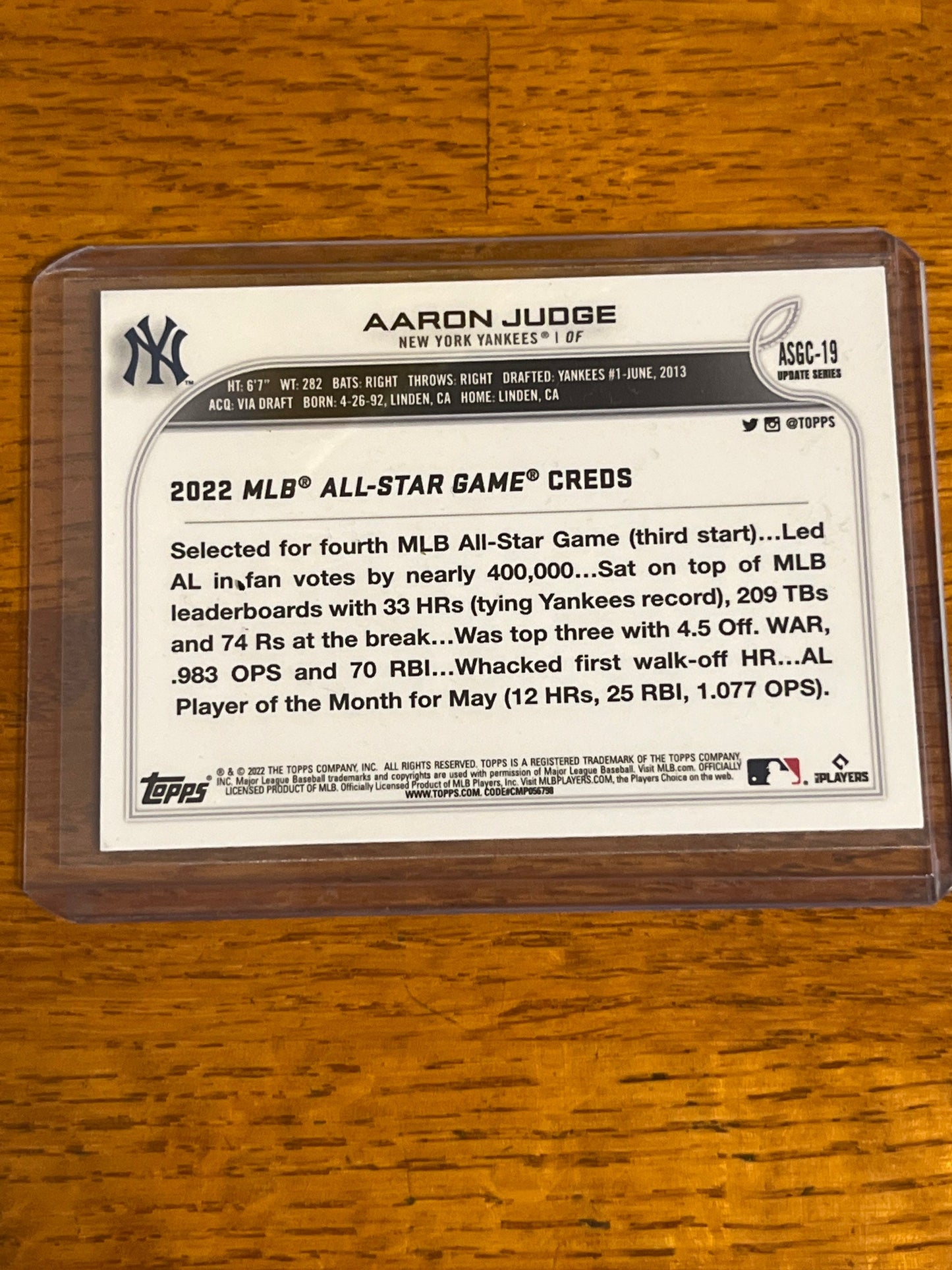 Aaron Judge - 2022 Topps updated All Star Game New York Yankees MLB baseball card *Silver Refractor*