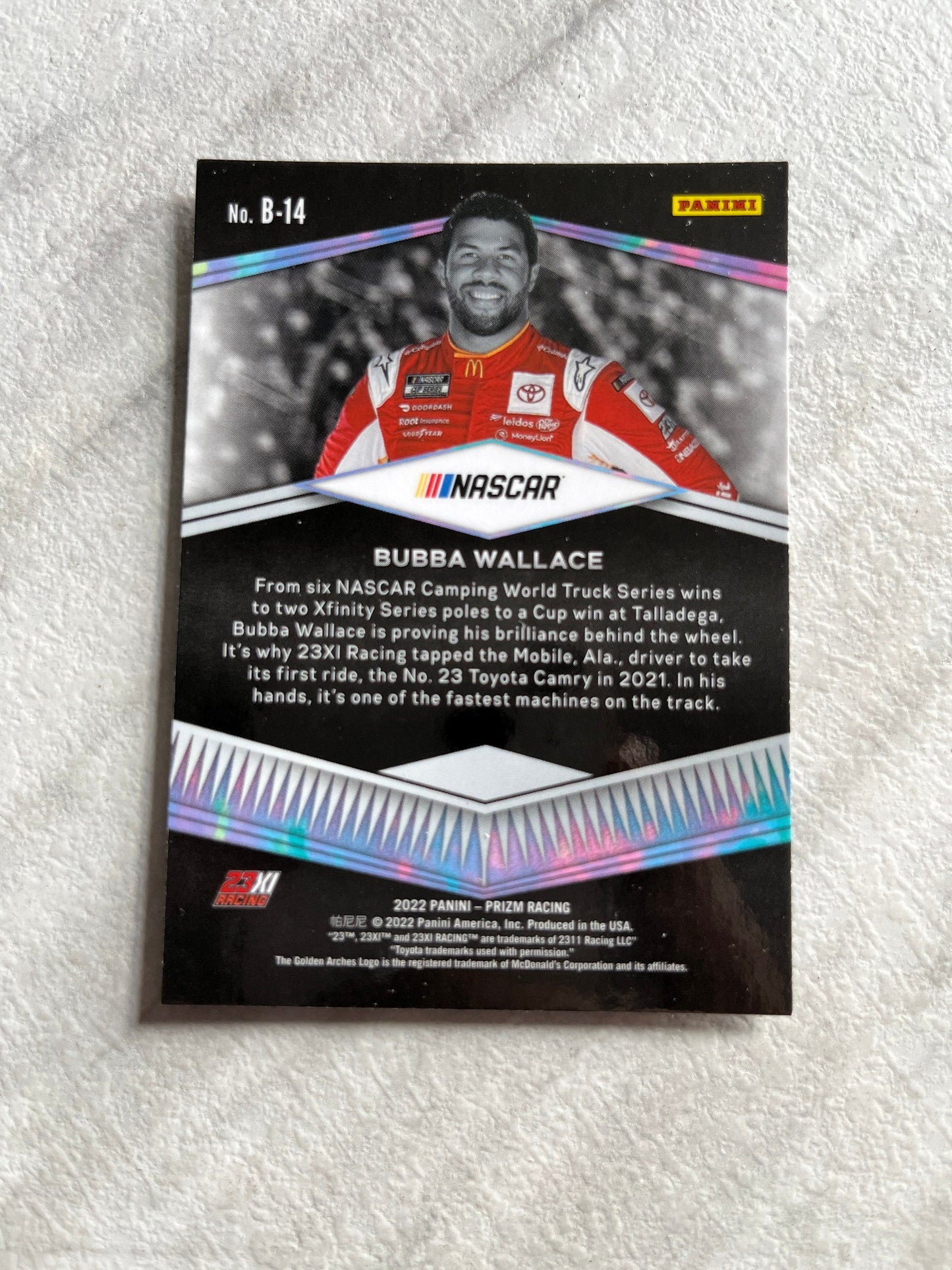 Bubba Wallace - 2022 Panini Prizm Racing NASCAR - Brilliance edition insert cards