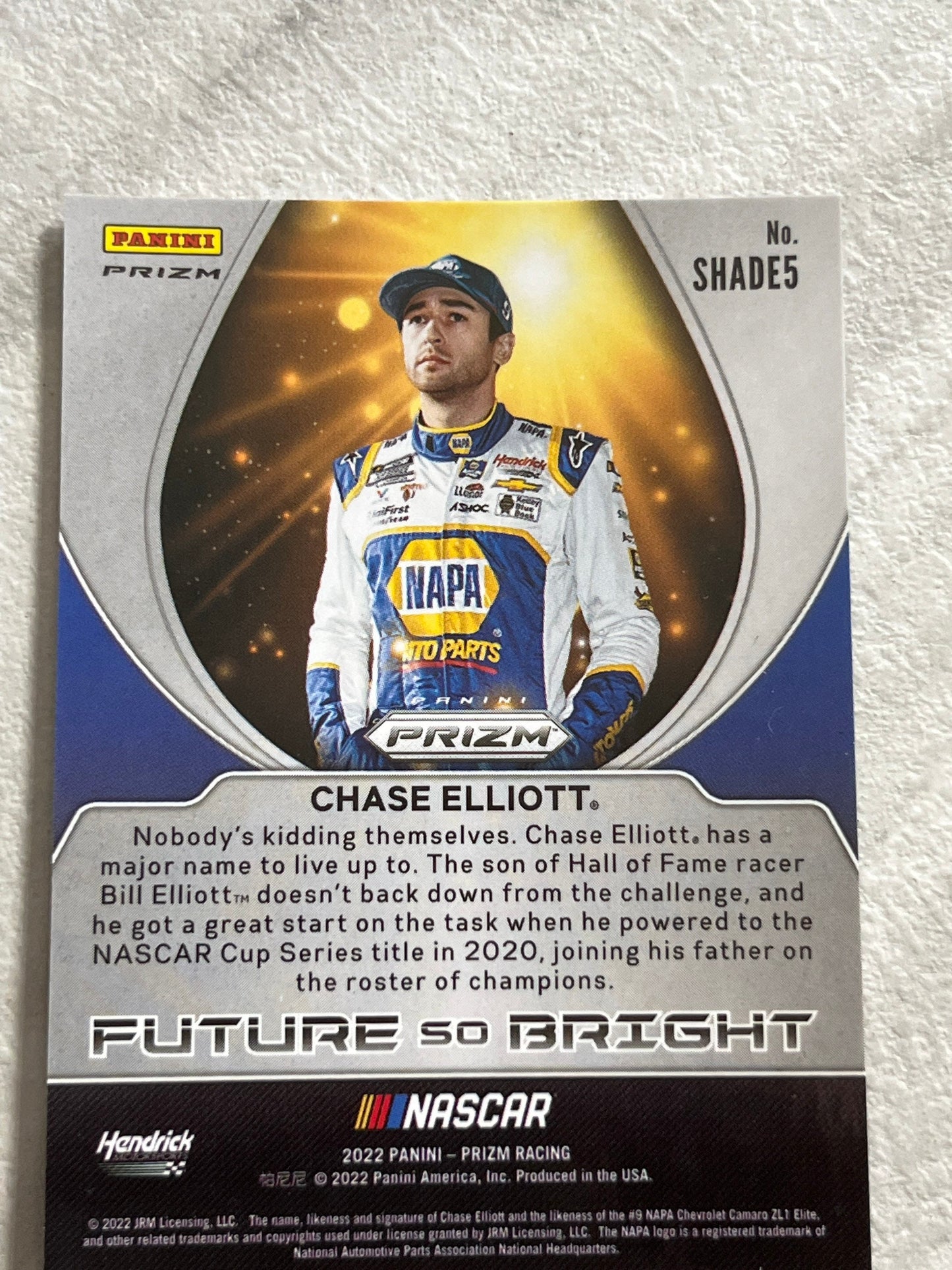 Chase Elliott - 2022 Panini PRIZM Racing - Future So Bright - NASCAR Racing Cards SHADE5 Short Print