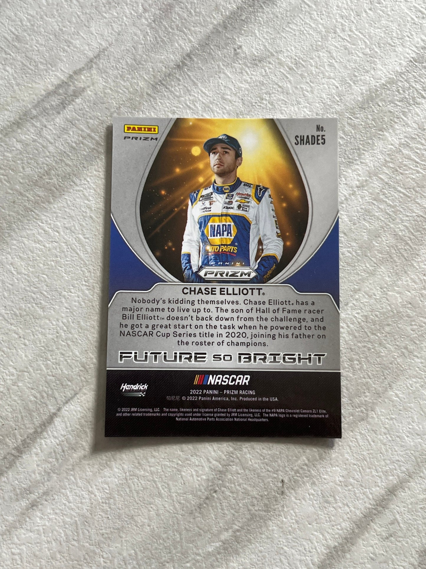 Chase Elliott - 2022 Panini PRIZM Racing - Future So Bright - NASCAR Racing Cards SHADE5 Short Print