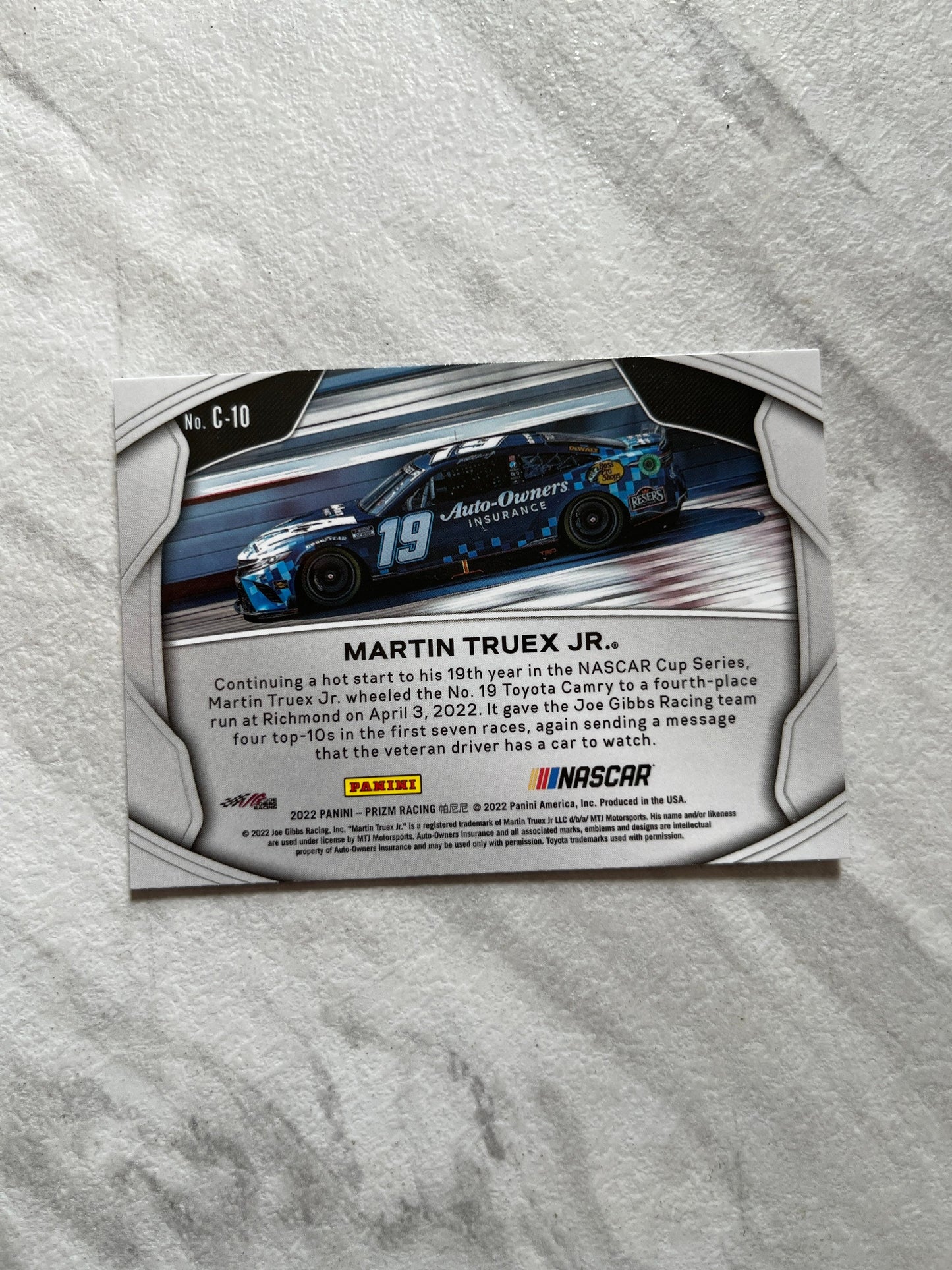 Martin Truex Jr - 2022 Panini Prizm Racing NASCAR Crank It Up #C-10 insert cards (car card)