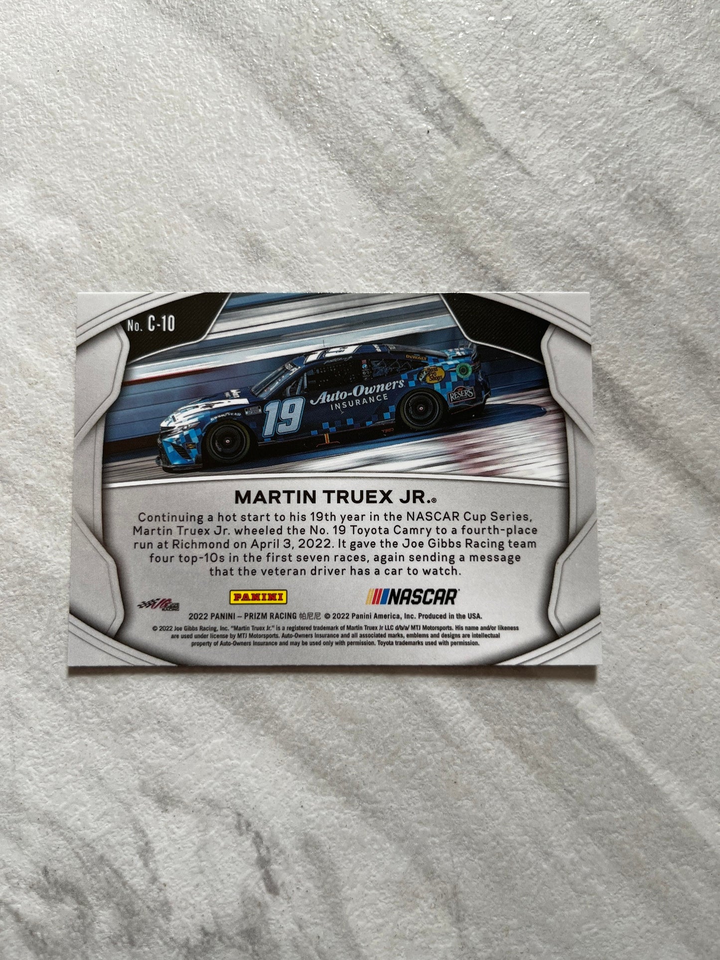 Martin Truex Jr - 2022 Panini Prizm Racing NASCAR Crank It Up #C-10 insert cards (car card)