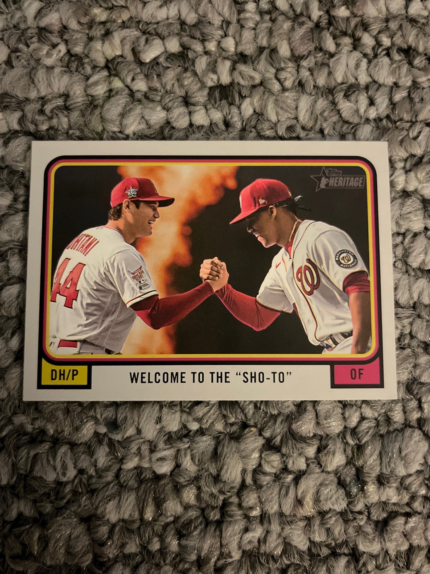 Shohei Ohtani & Juan Soto - 2022 Topps Heritage #CC-7 - Welcome to the Sho - To