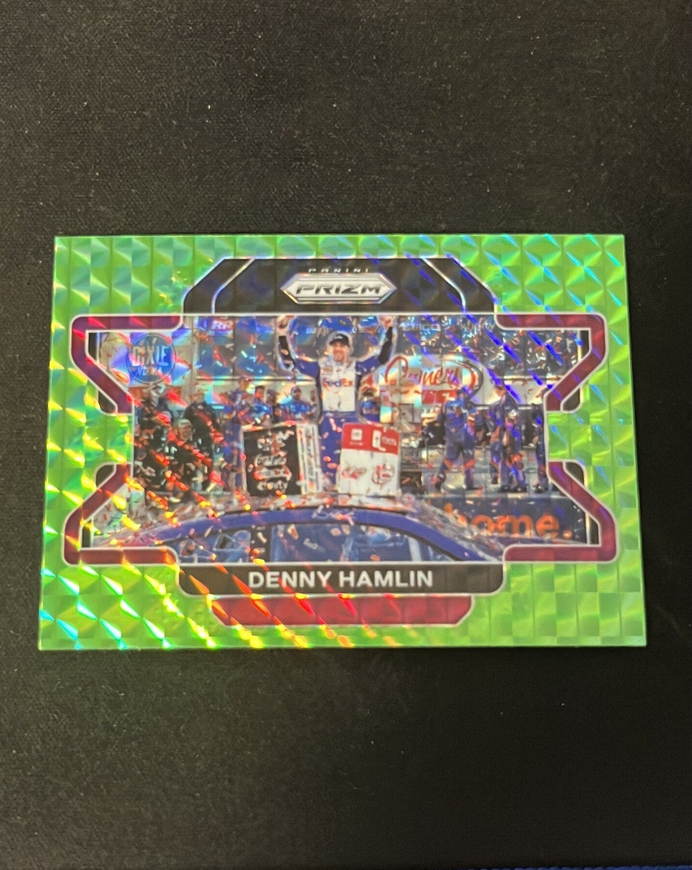 Denny Hamlin - 2022 Donruss Racing NASCAR Optic Prizm LIME GREEN Parallel