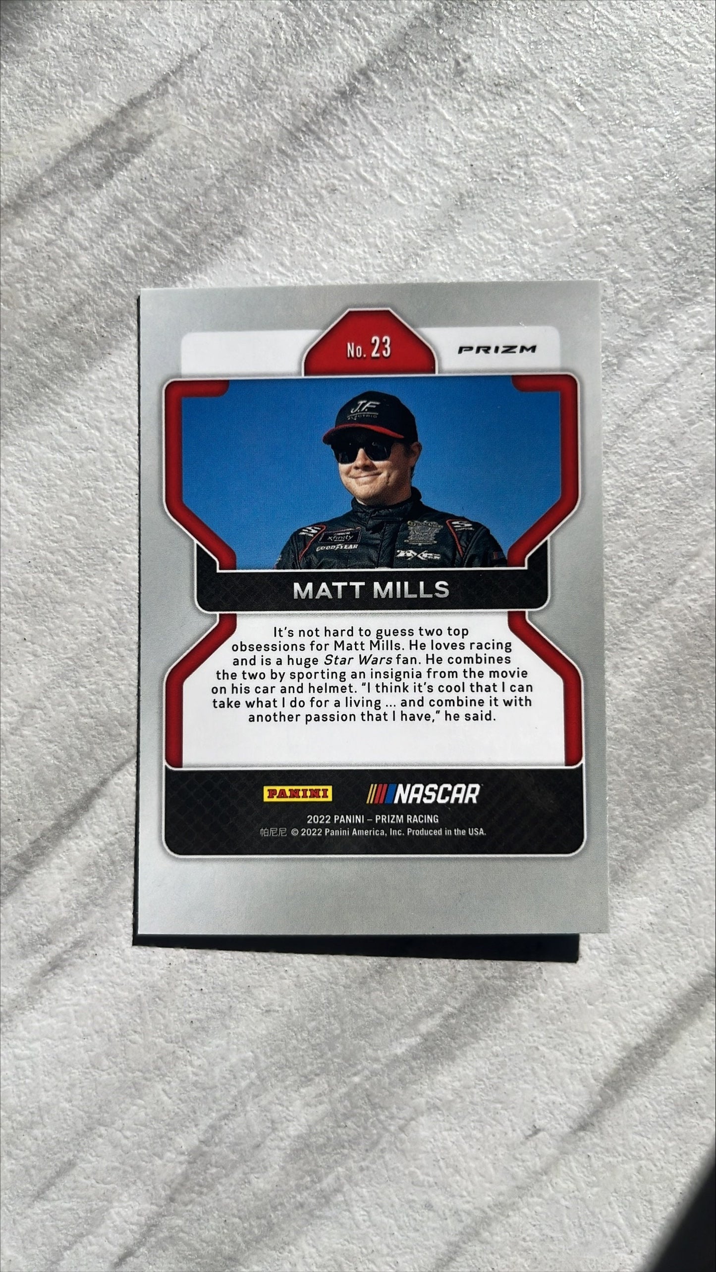 Matt Mills ROOKIE Card - 2022 Panini Prizm NASCAR Racing BLUE Prizm